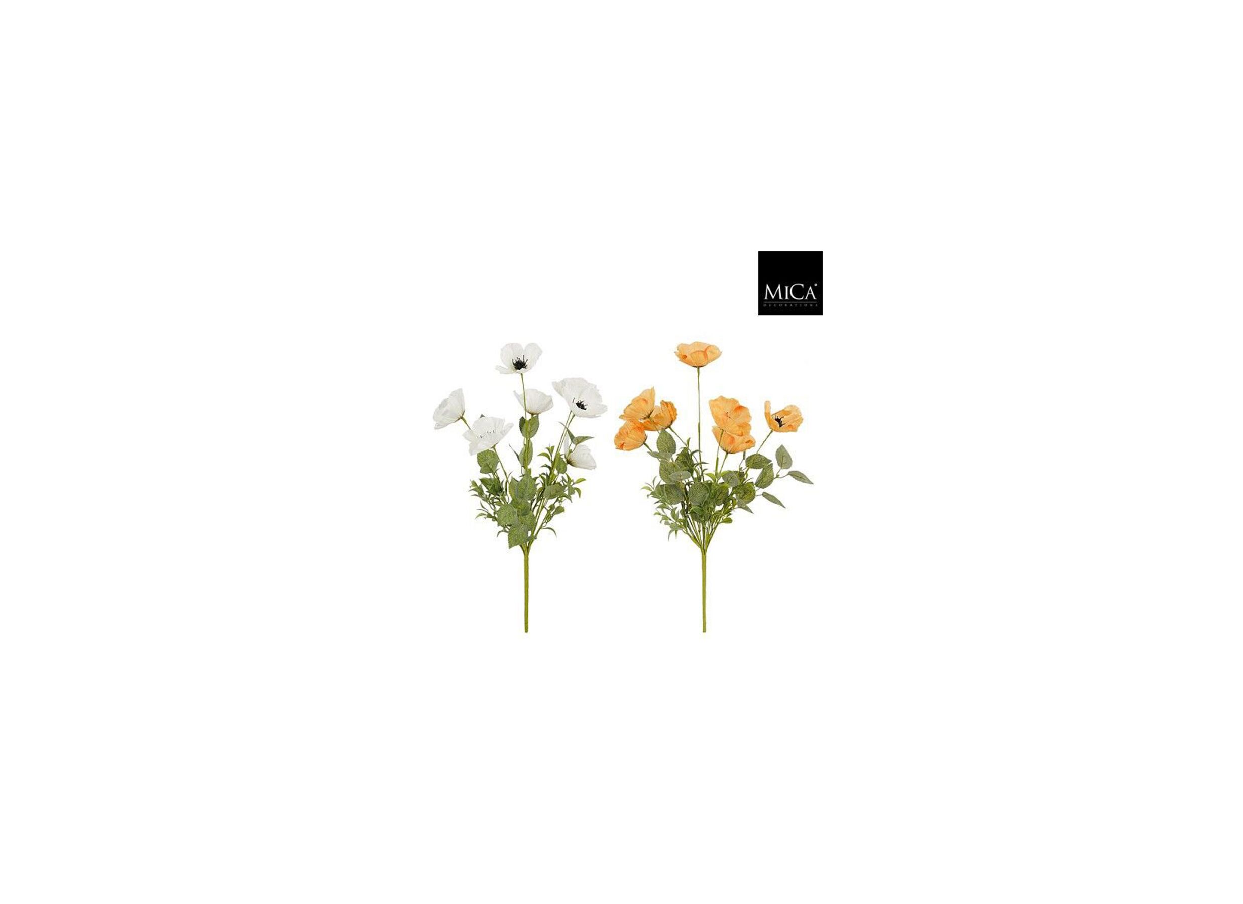 Kunstbloem Klaproos H53cm - polyester - wit/perzik - Fleur artificielle Pavot H53cm - polyester - blanc/pêche