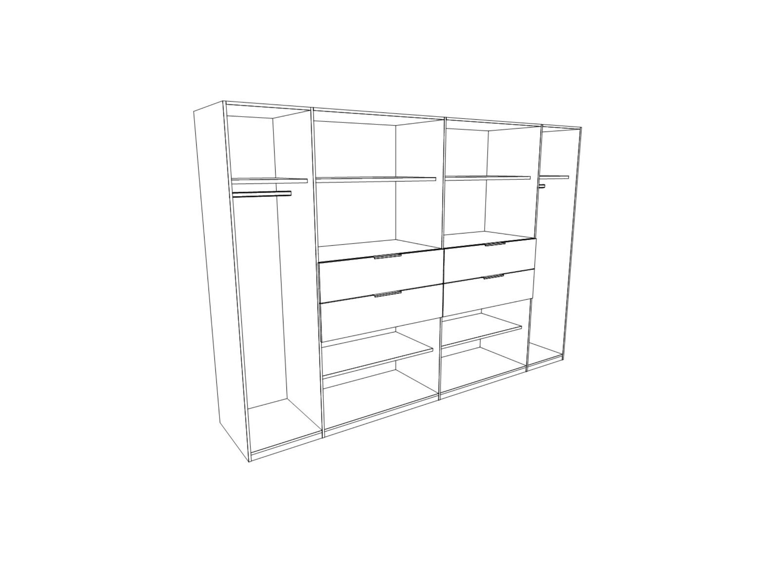 Kleerkast Denver 270cm - decor - wit/carbon eik