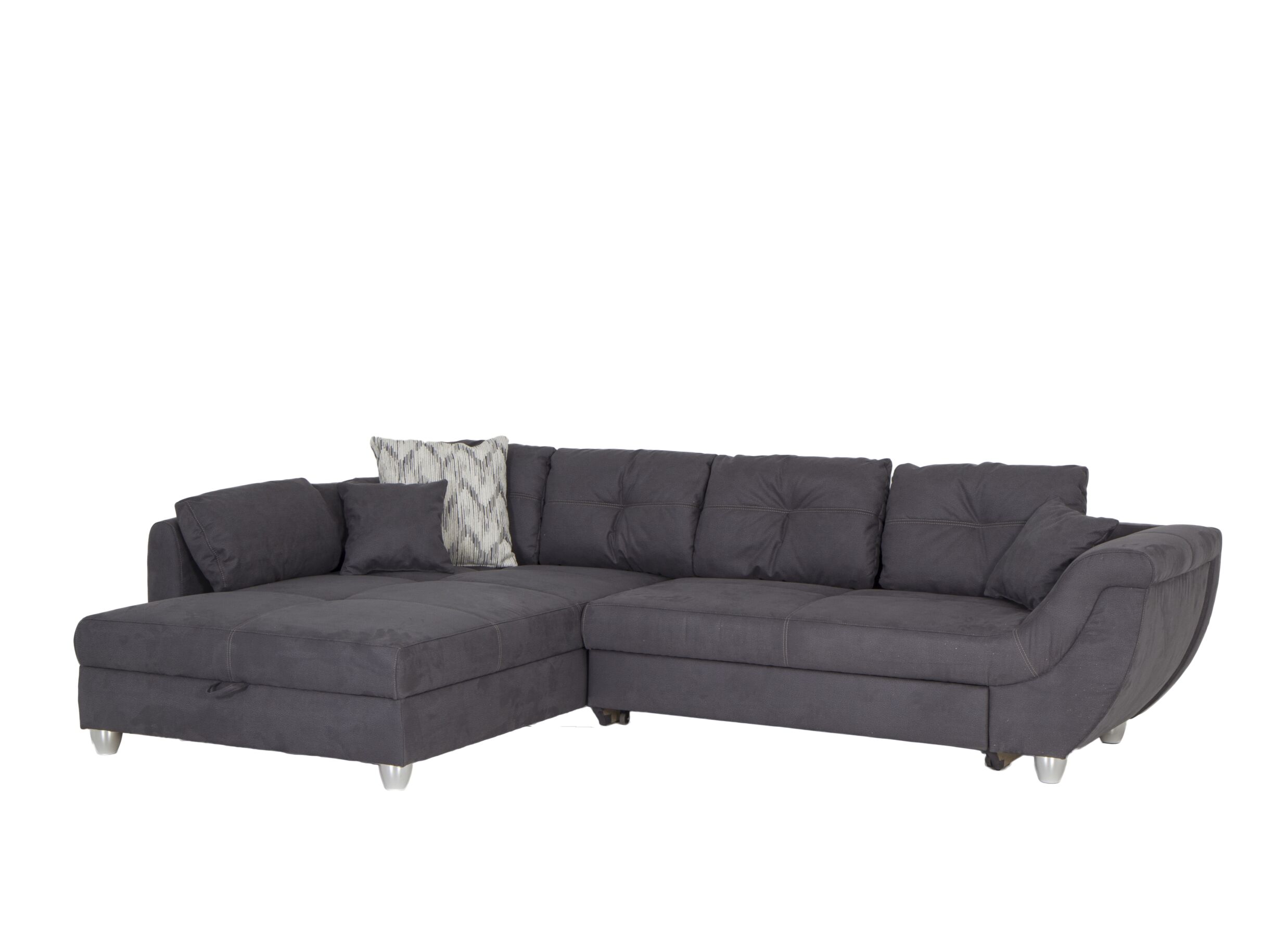 Hoeksalon Maranello stof grijs met bedfunctie - Canapé d'angle Maranello tissu gris avec fonction lit
