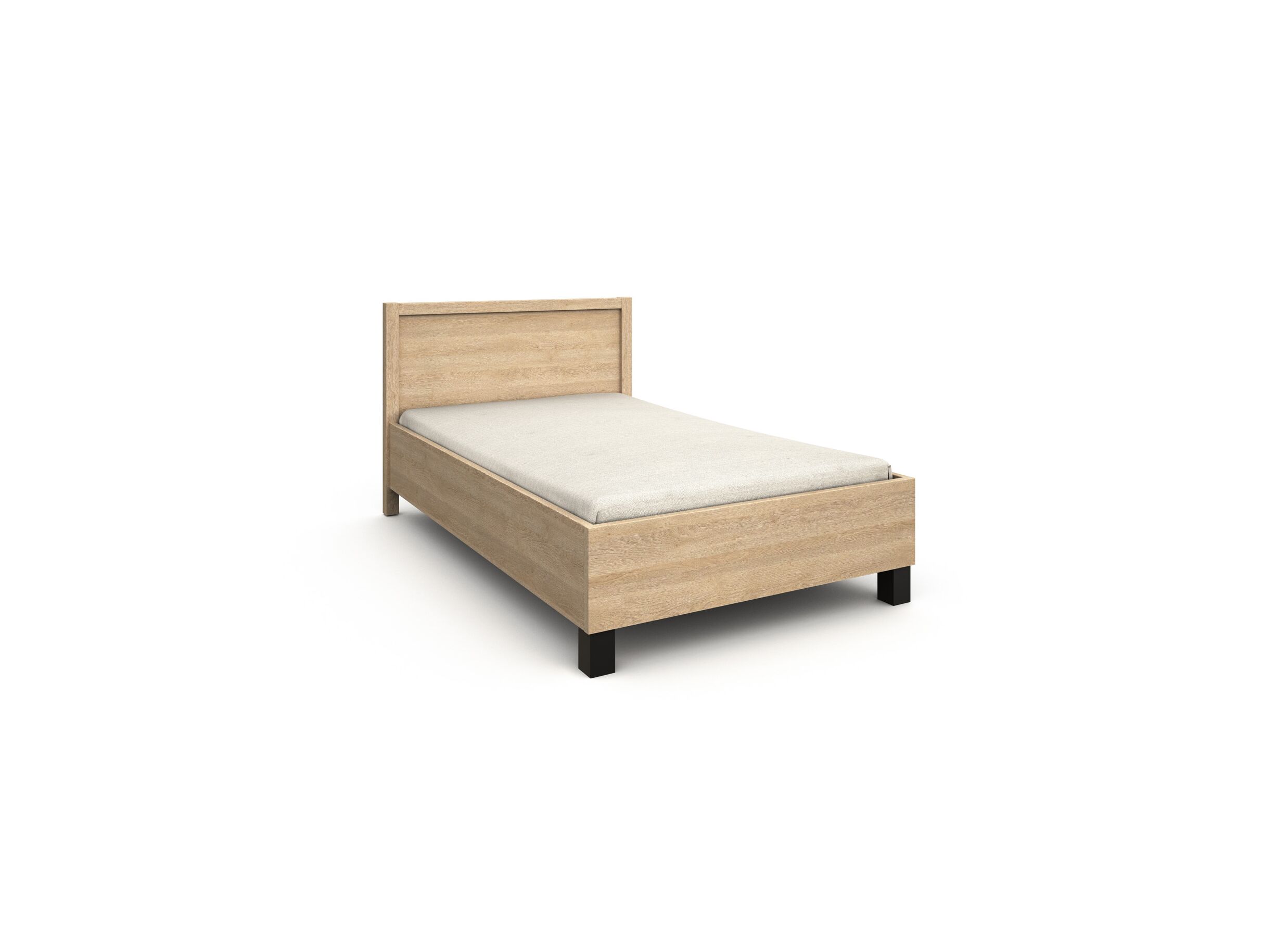 Hoofdfoto - Bed Tessa 120x200cm - melamine - zand eik