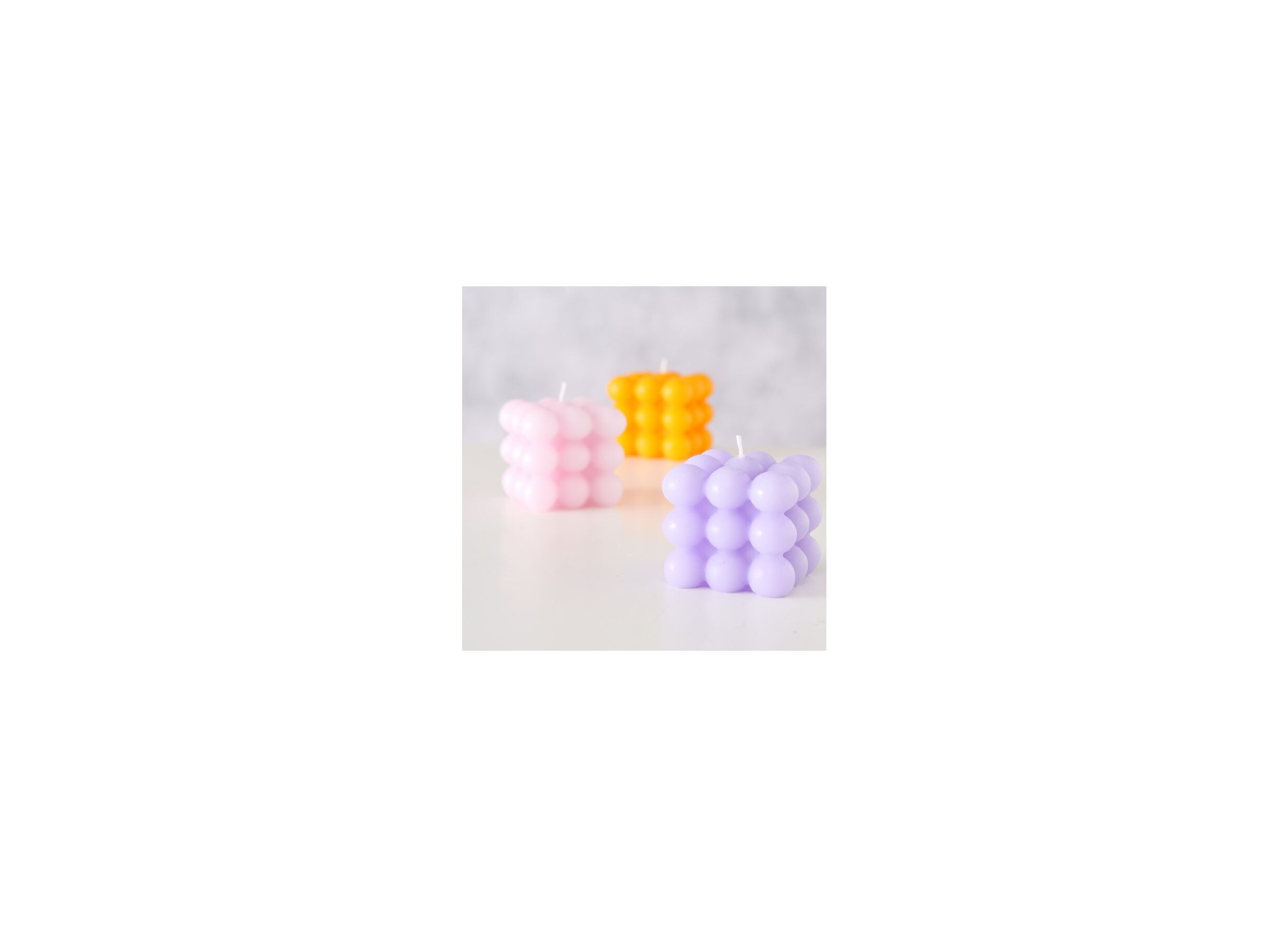 Photo ensemble - Bougie Bubble violet orange rose