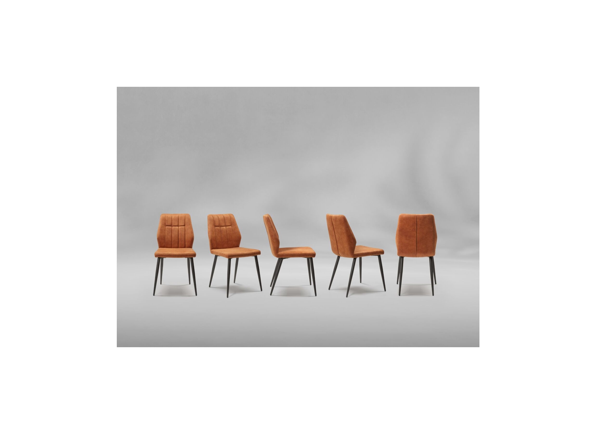Photo ensemble - Chaise 47x55x89cm - tissu - cognac