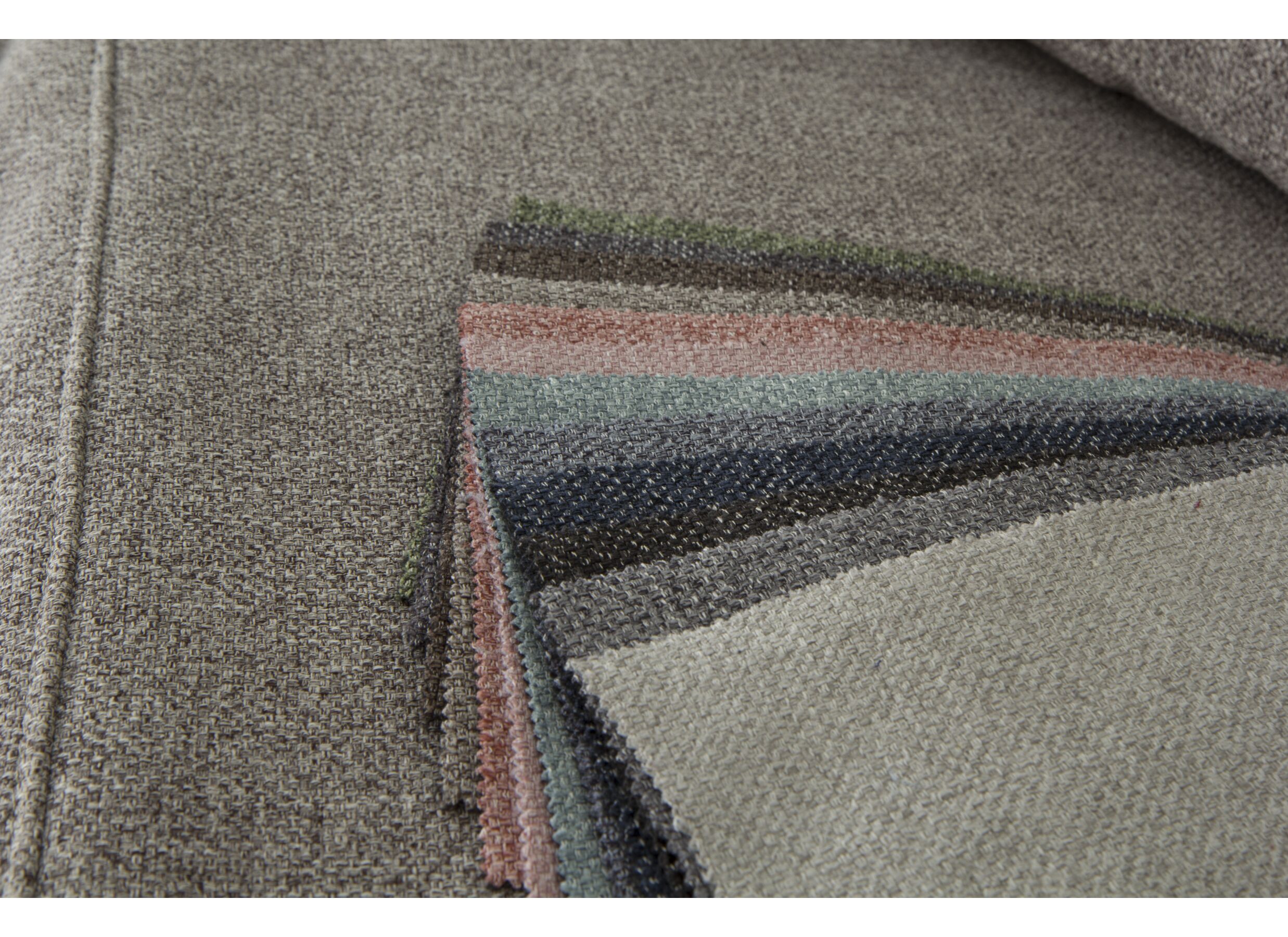 Canapé d'angle Arkon 296x238cm - tissu - taupe avec relax