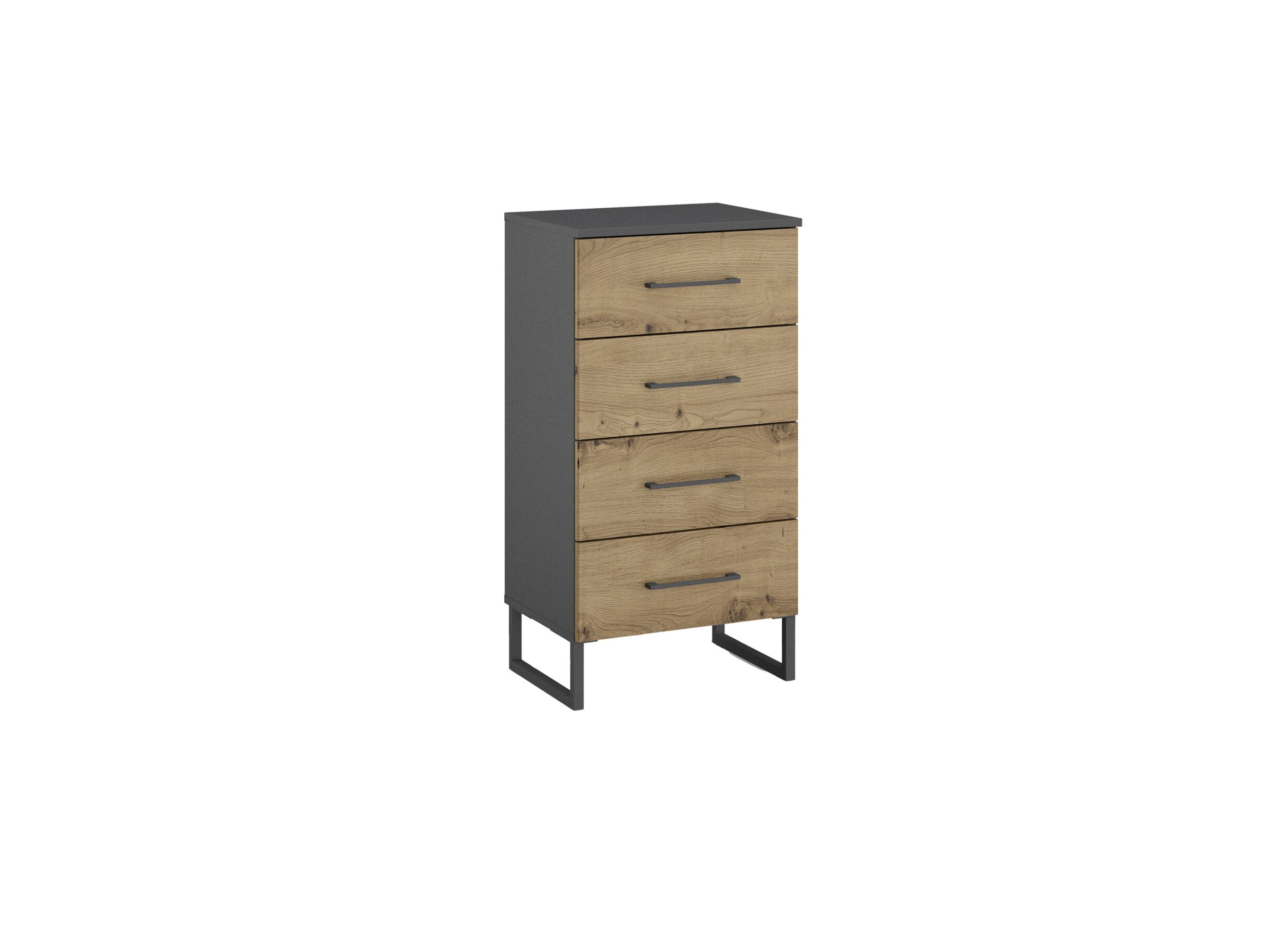Plus Important - Commode Butte 47x42x92cm - décor - chêne artisanal & gris