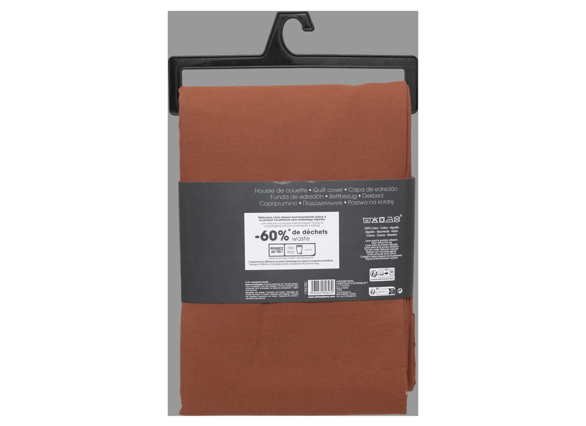 Overzichtsfoto - Dekbedovertrek 240x220cm - katoen - terracotta excl. kussenslopen