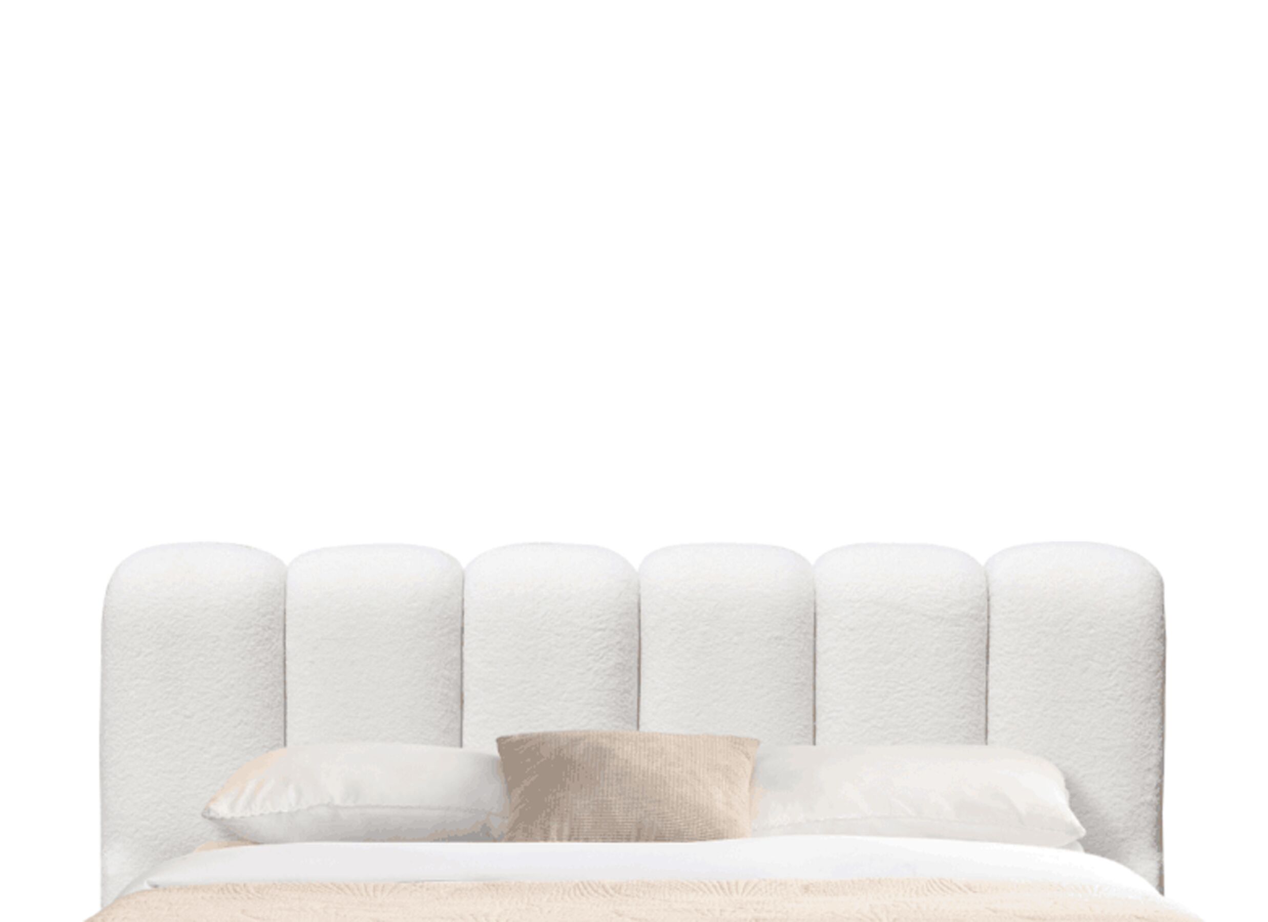 Detailfoto - Bed Isola 160x200cm met opbergruimte - bouclé - wit