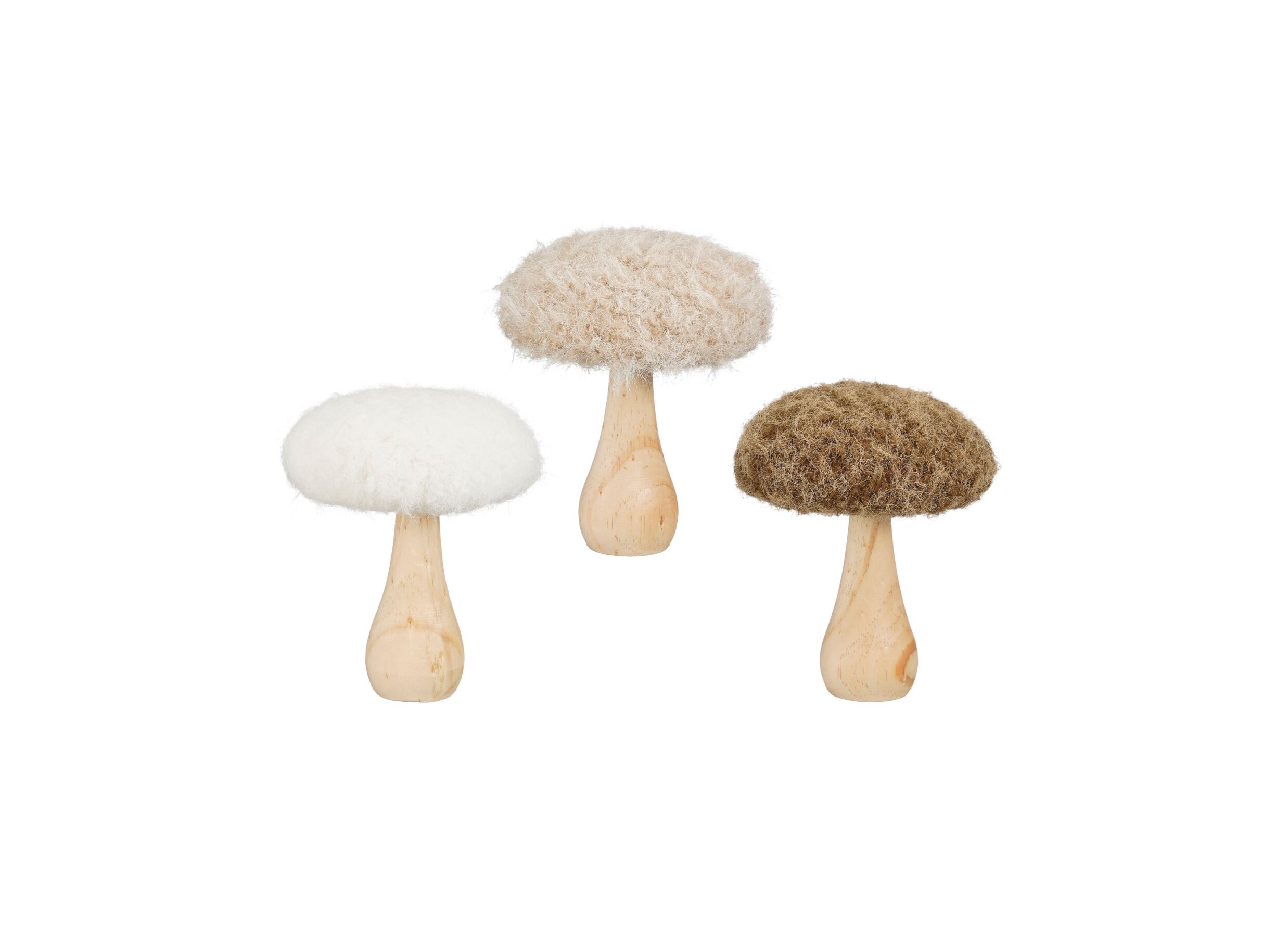 Herfstdecoratie Paddestoel 11x11x13cm - 100% FSC & stof - beige - Décoration automne Champignon 11x11x13cm - 100% FSC & tissu - beige