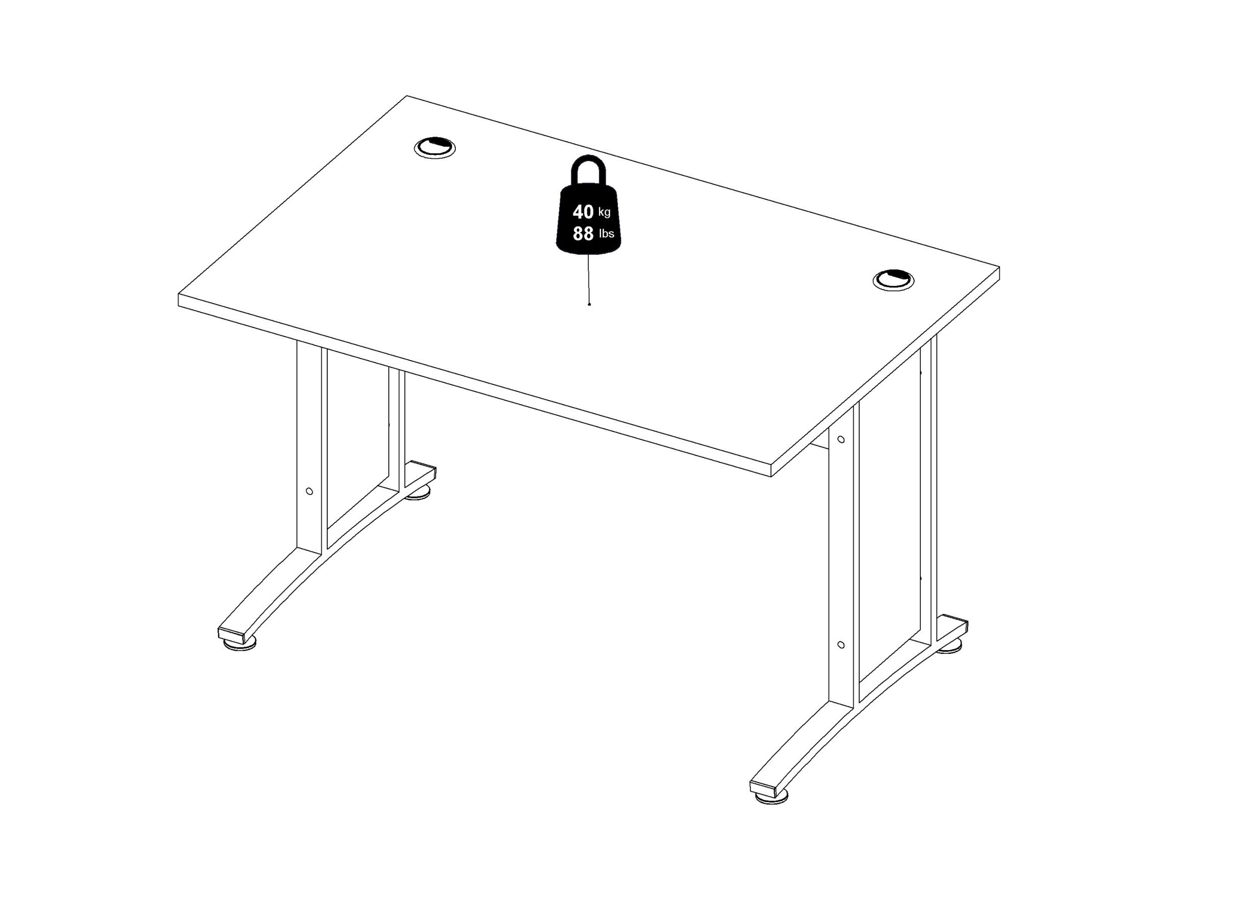 Afmetingen - Bureaublad Prima 120x80x3cm - decor - eik