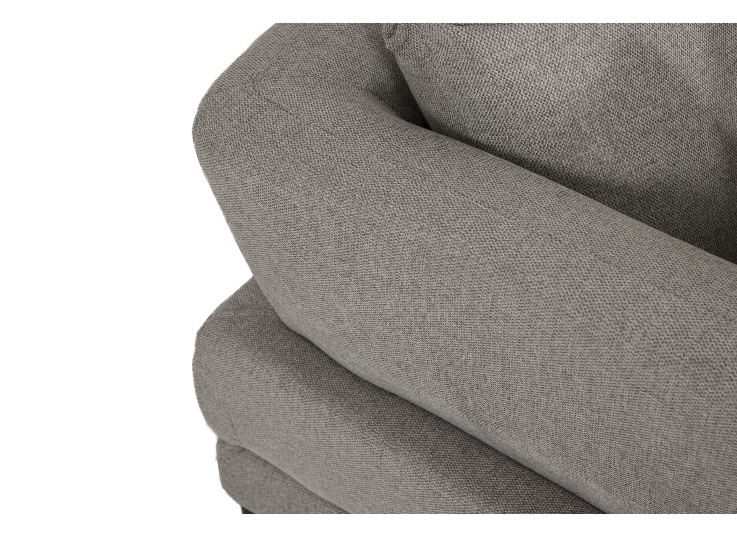 Detail - Canapé d'angle Roxy tissu gris avec pouf