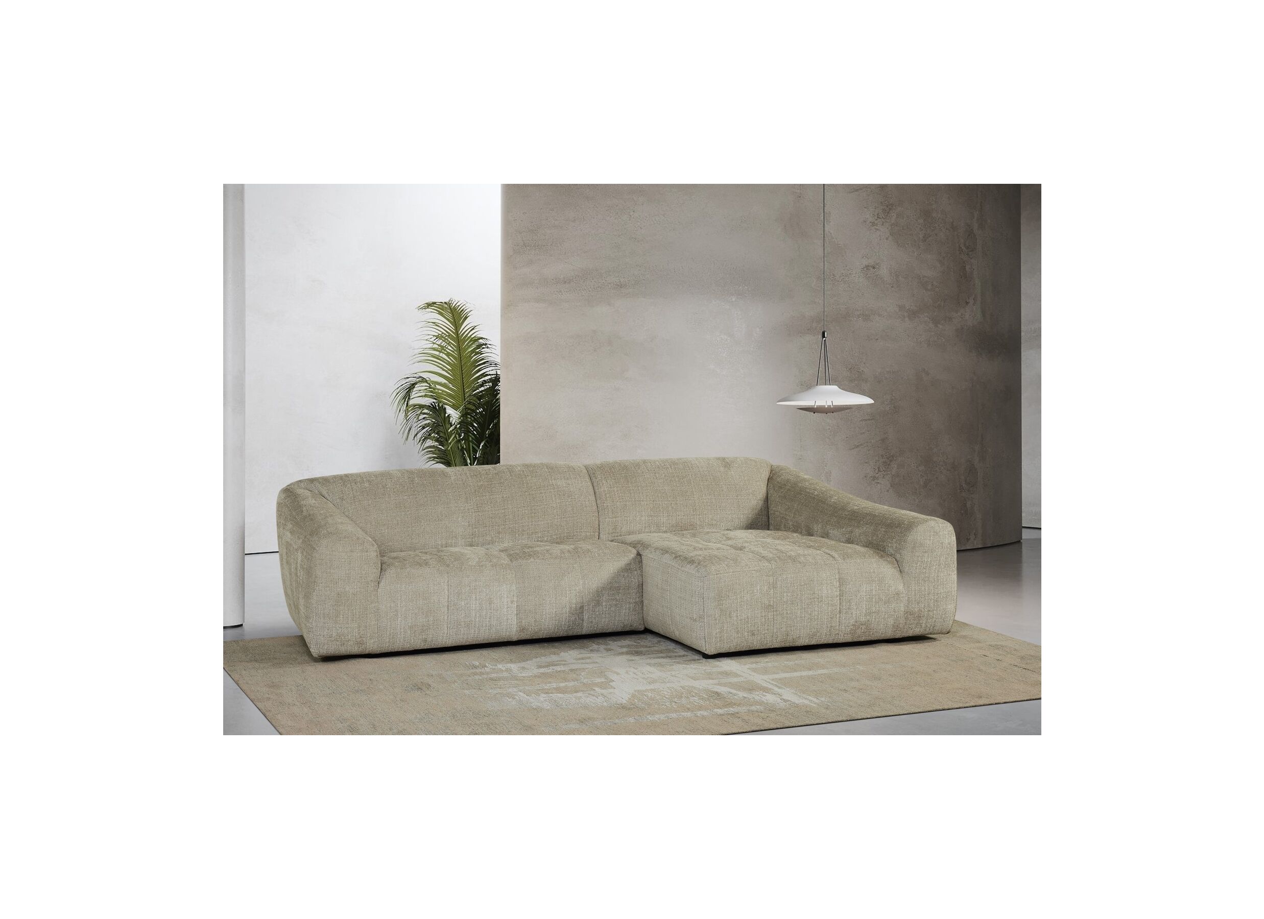Foto ambiance - Canapé d'angle Lex 284x159cm - tissu - greige
