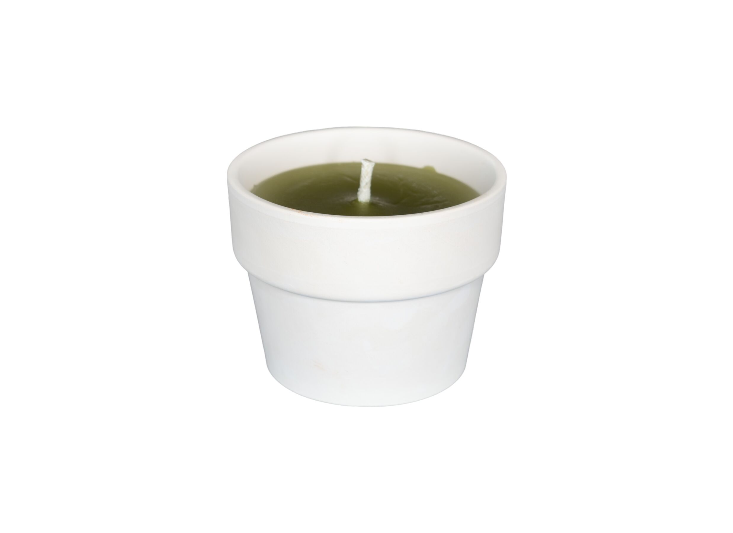 Kaars in witte terracotta pot H10cm fresh lime - Bougie dans un pot en terre cuite blanche H10cm fresh lime