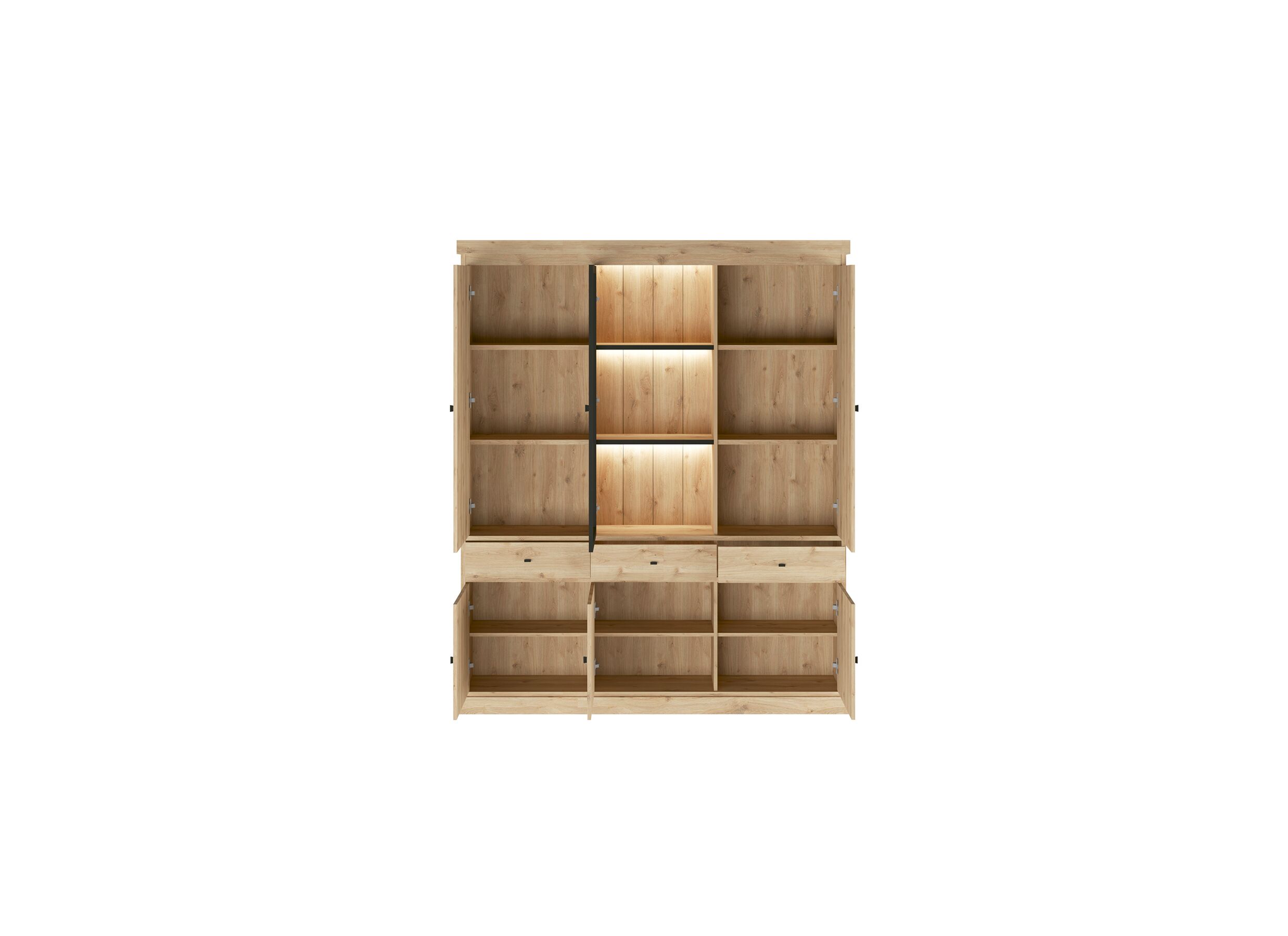Vitrine Valencia 182cm - mélamine - chêne clair