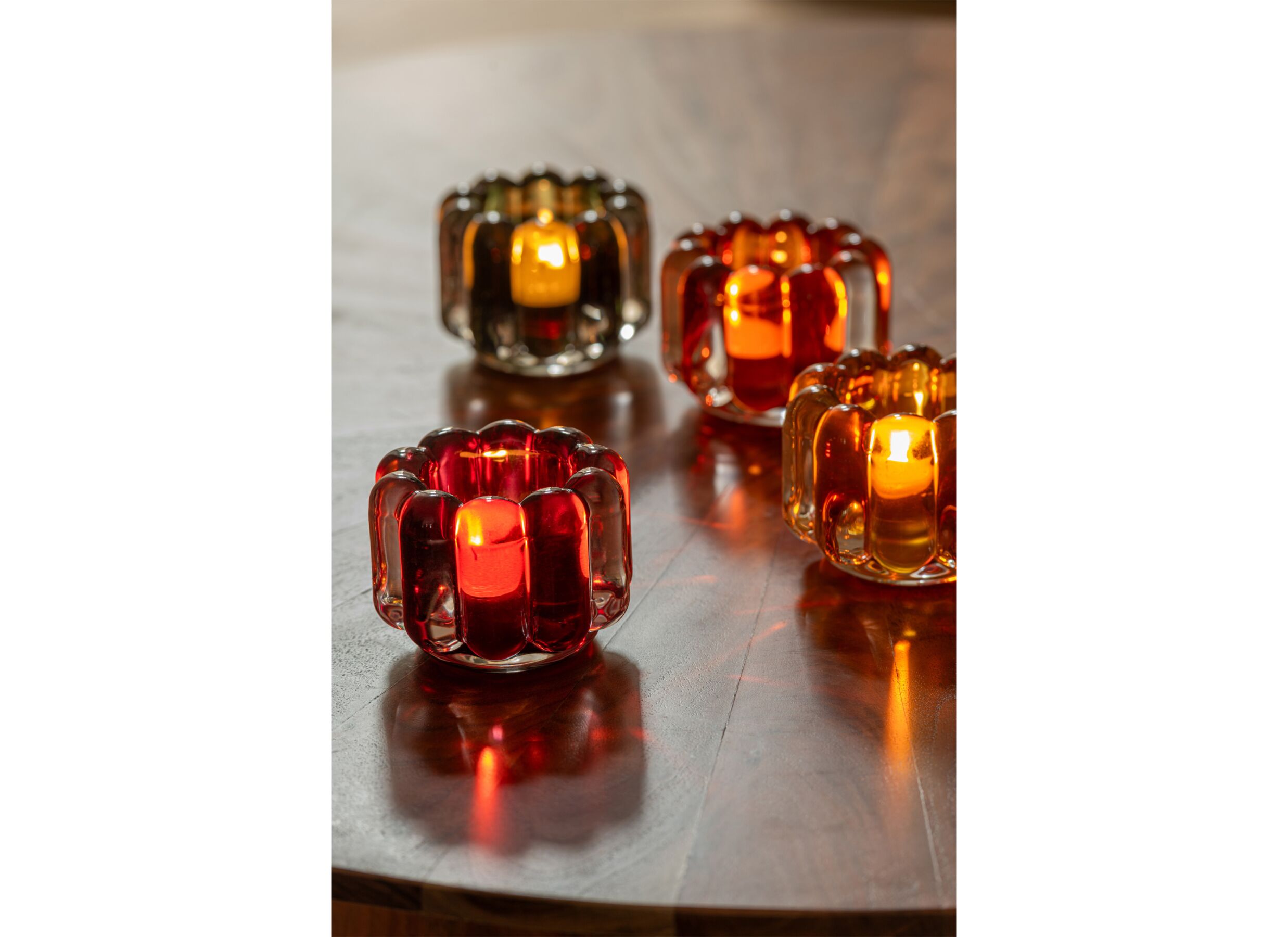Foto ambiance - Porte-bougie Ø9x6,5cm - verre - multicolore