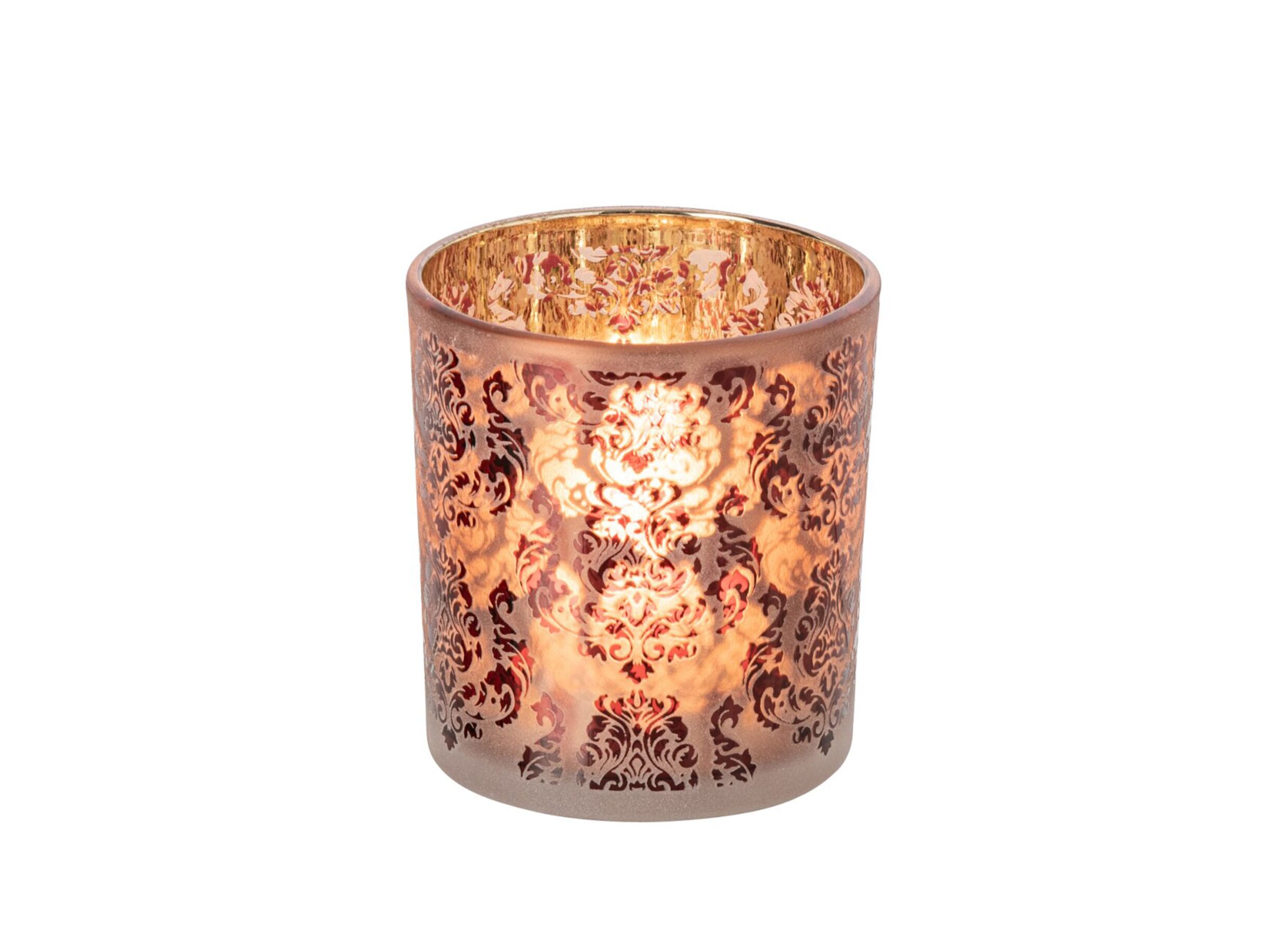 Aperçu - Photophore Fleurs H7,3cm - verre - rouge