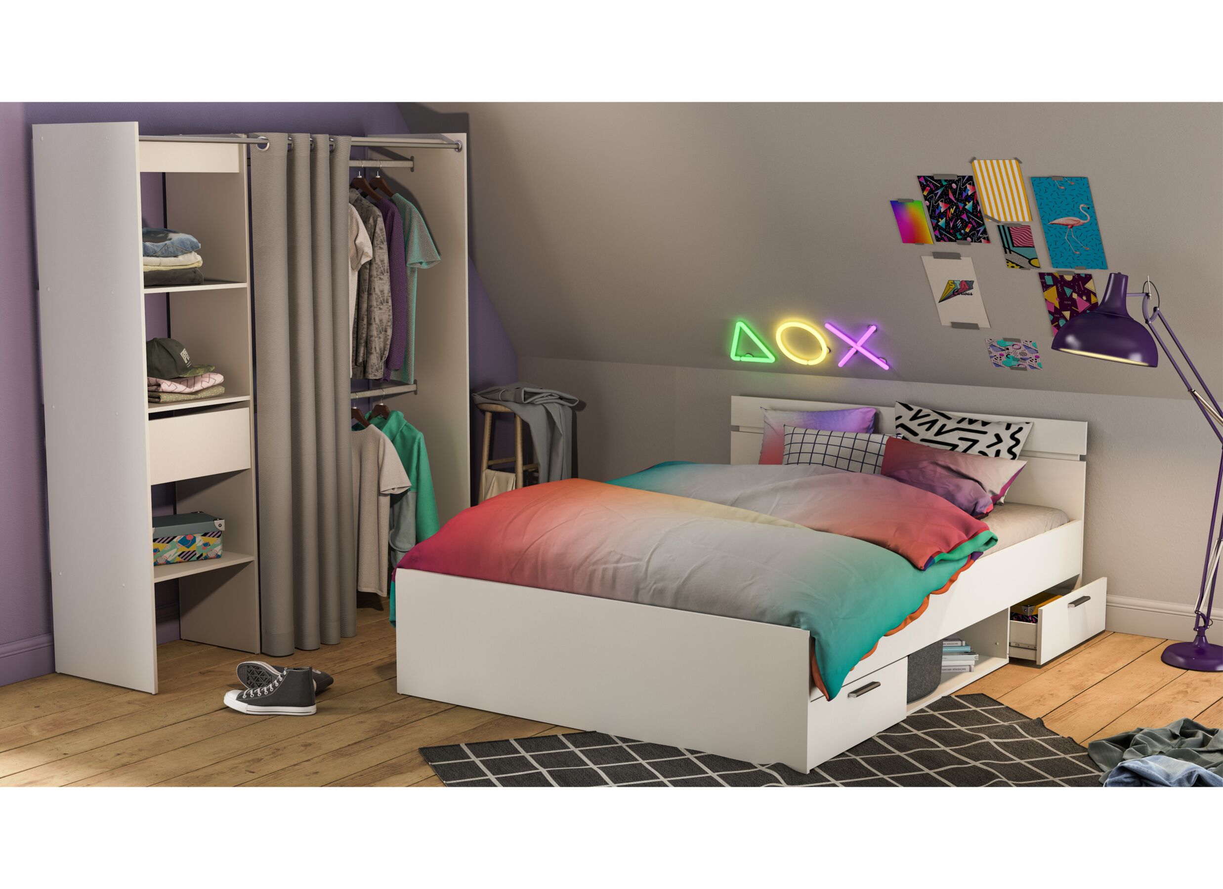 Sfeerfoto - Bed Michigan 140x200cm - decor - wit