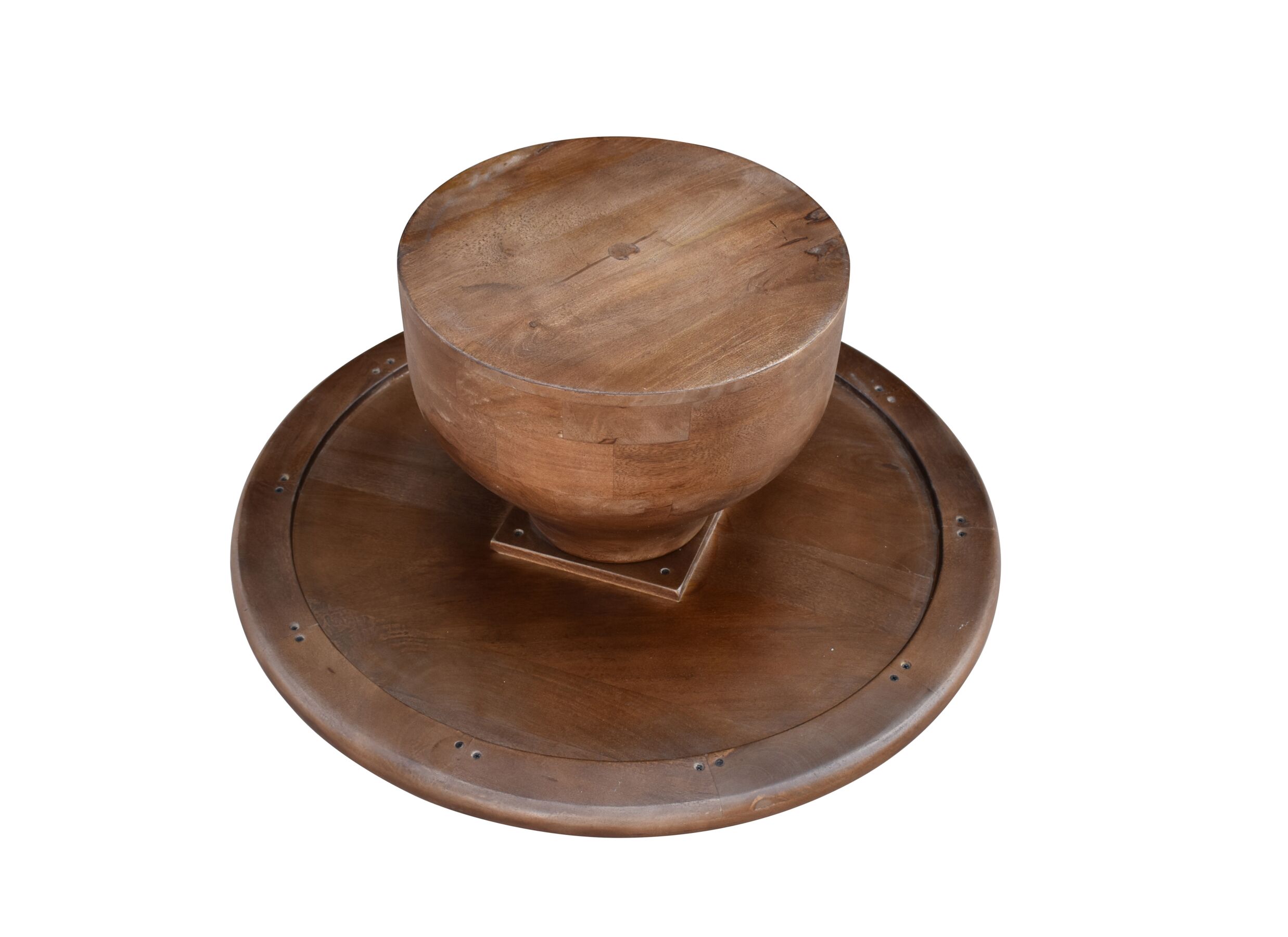 Detail - Table basse Mambo Ø80cm - mangue massif - brun