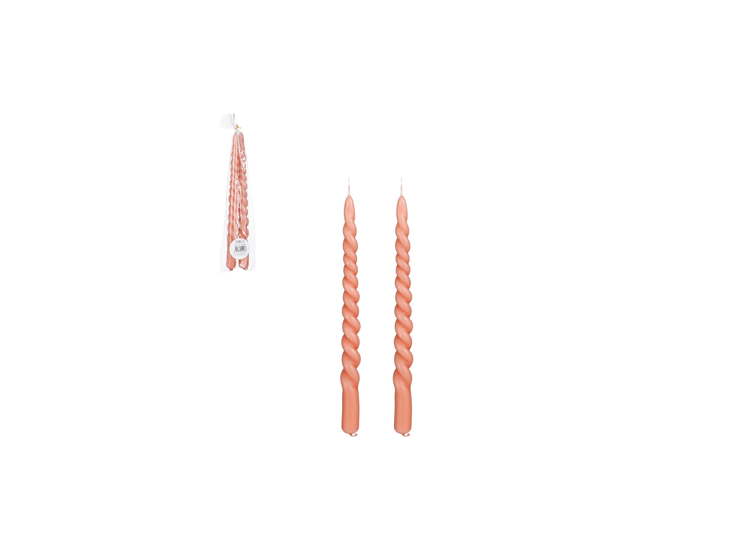 Bougie Twist rose lot de 2 - Bougie Twist rose lot de 2