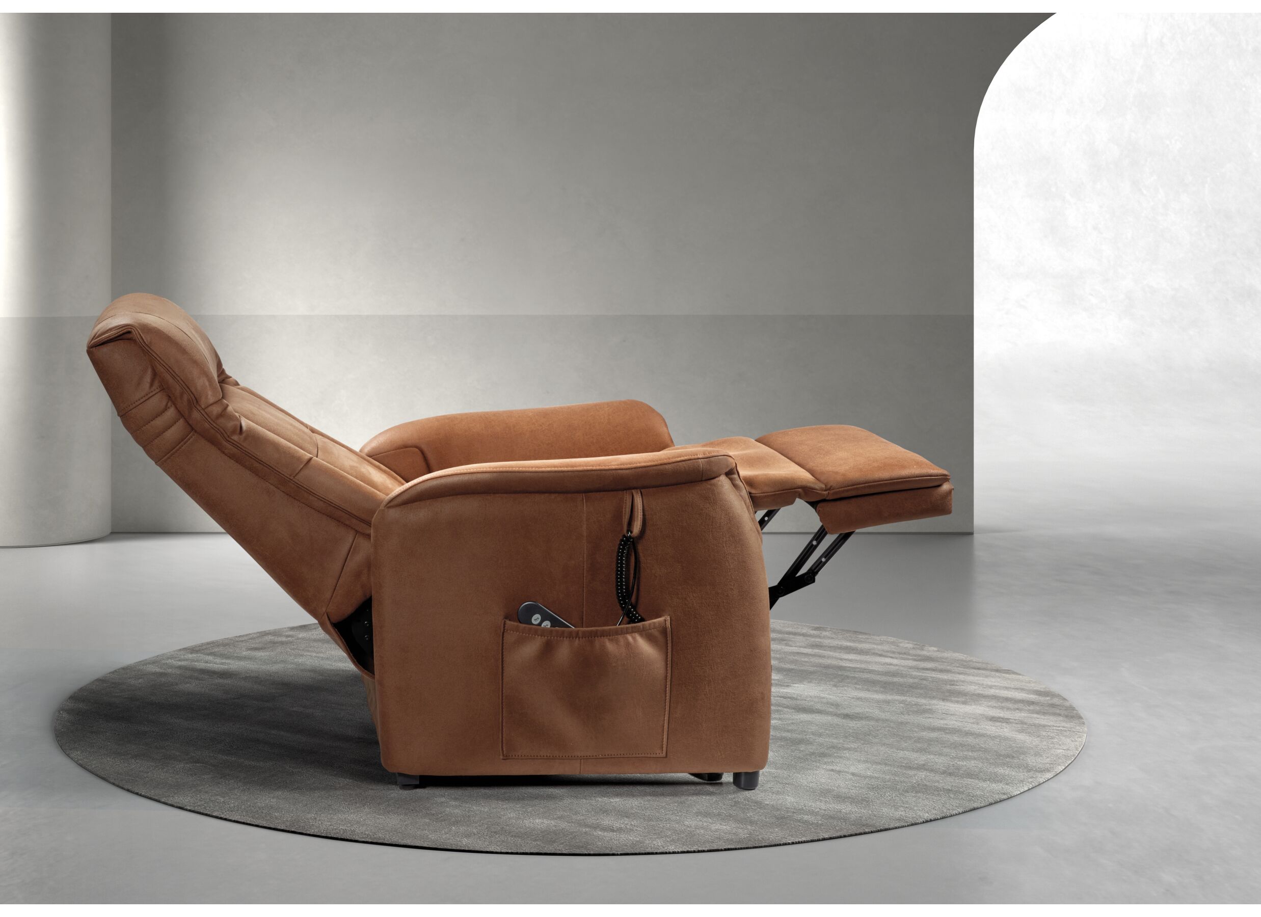 Relaxzetel Liam elektrisch - stof - cognac