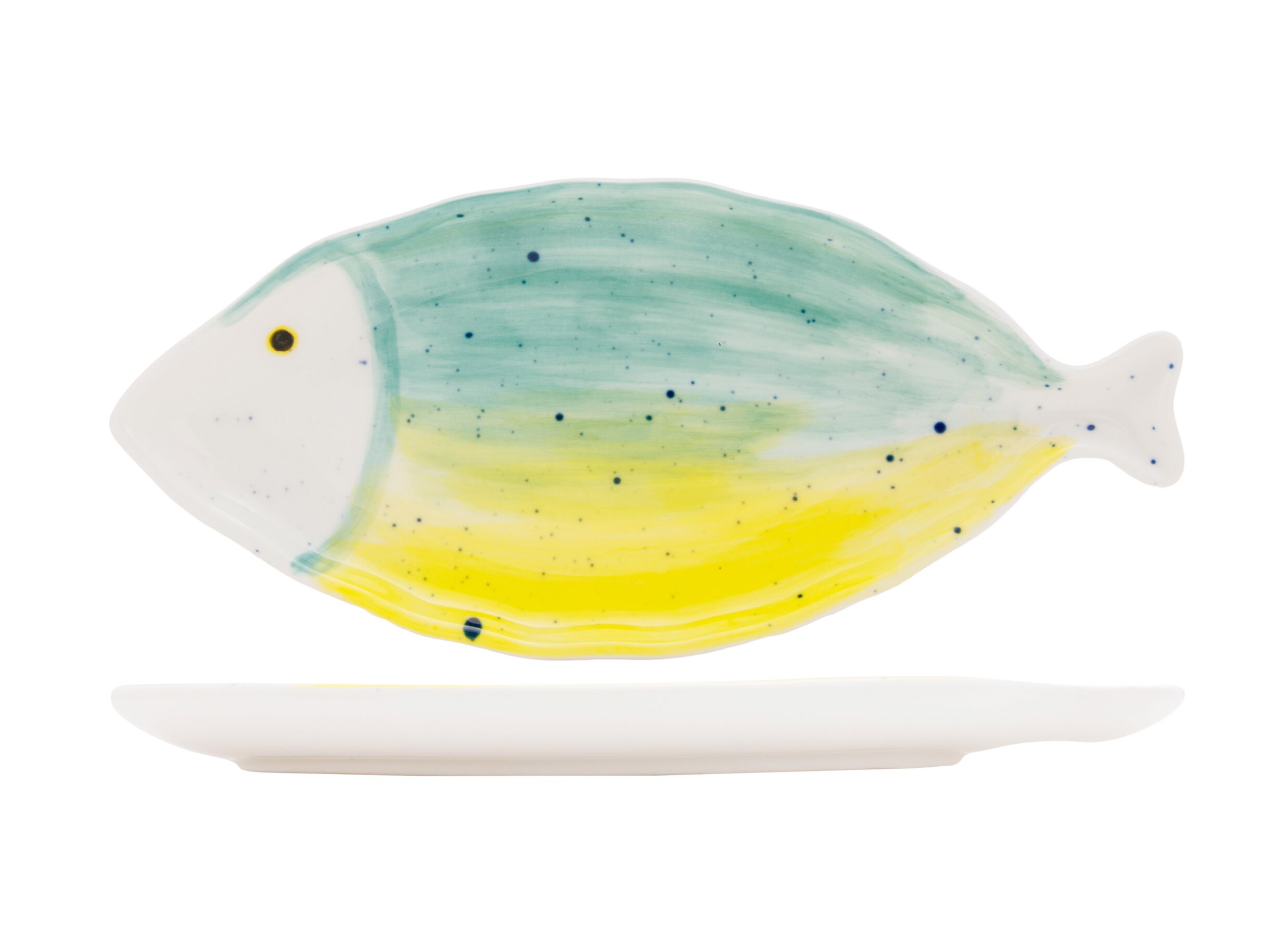 Plus Important - Assiette à dessert Coral 43x19,7cm - porcelaine - jaune/vert