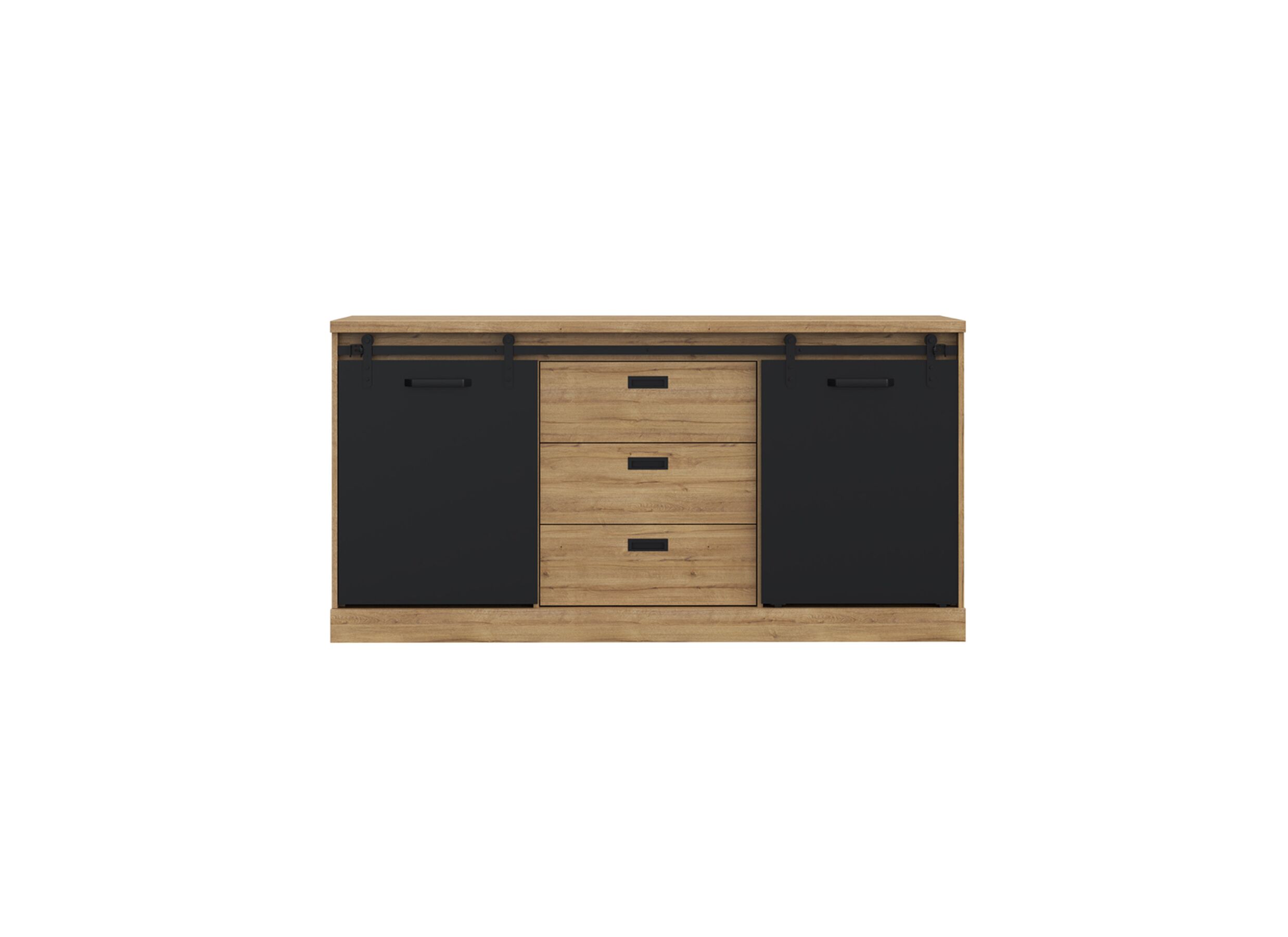 Dressoir Kaszimiro 173cm - meubelplaat - waterford eik/zwart