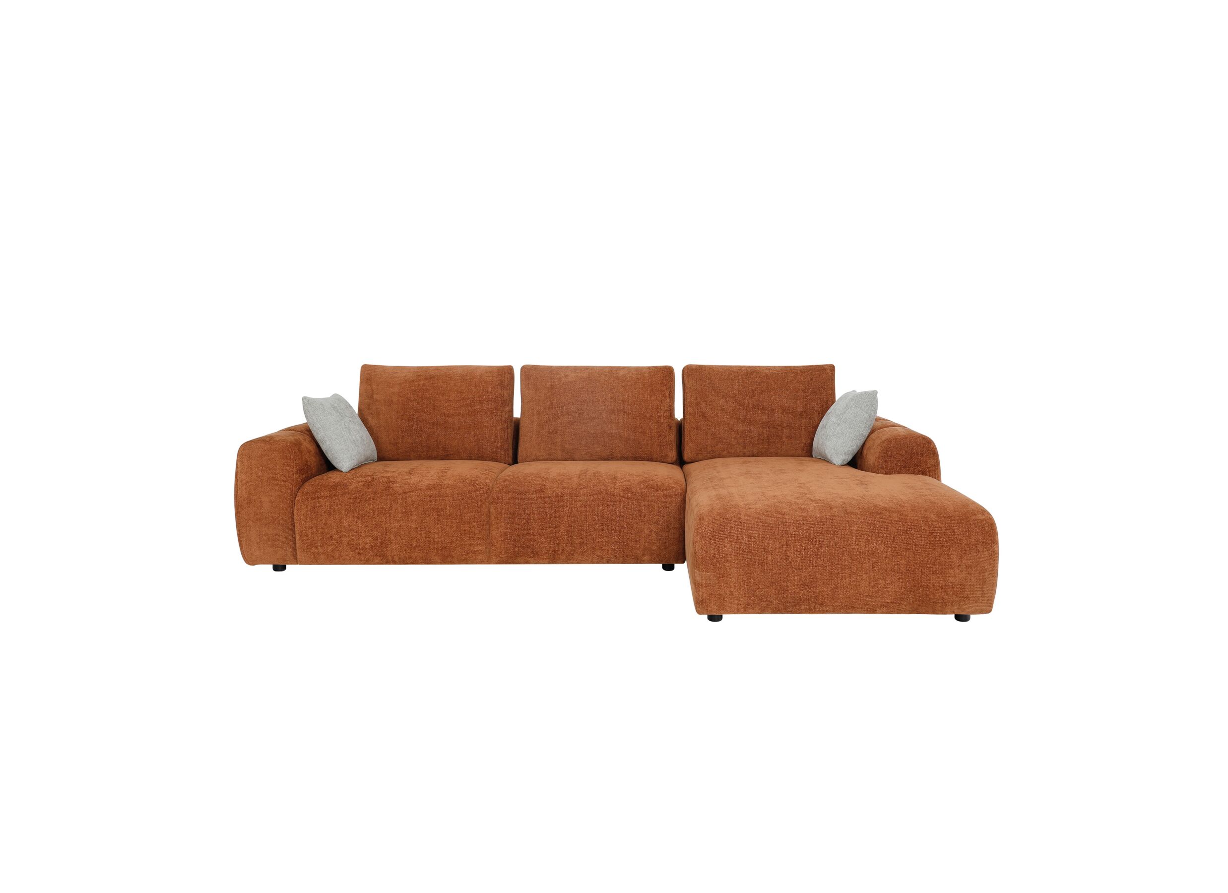 Aperçu - Canapé d'angle Mandarin 315x165cm - chenille - orange
