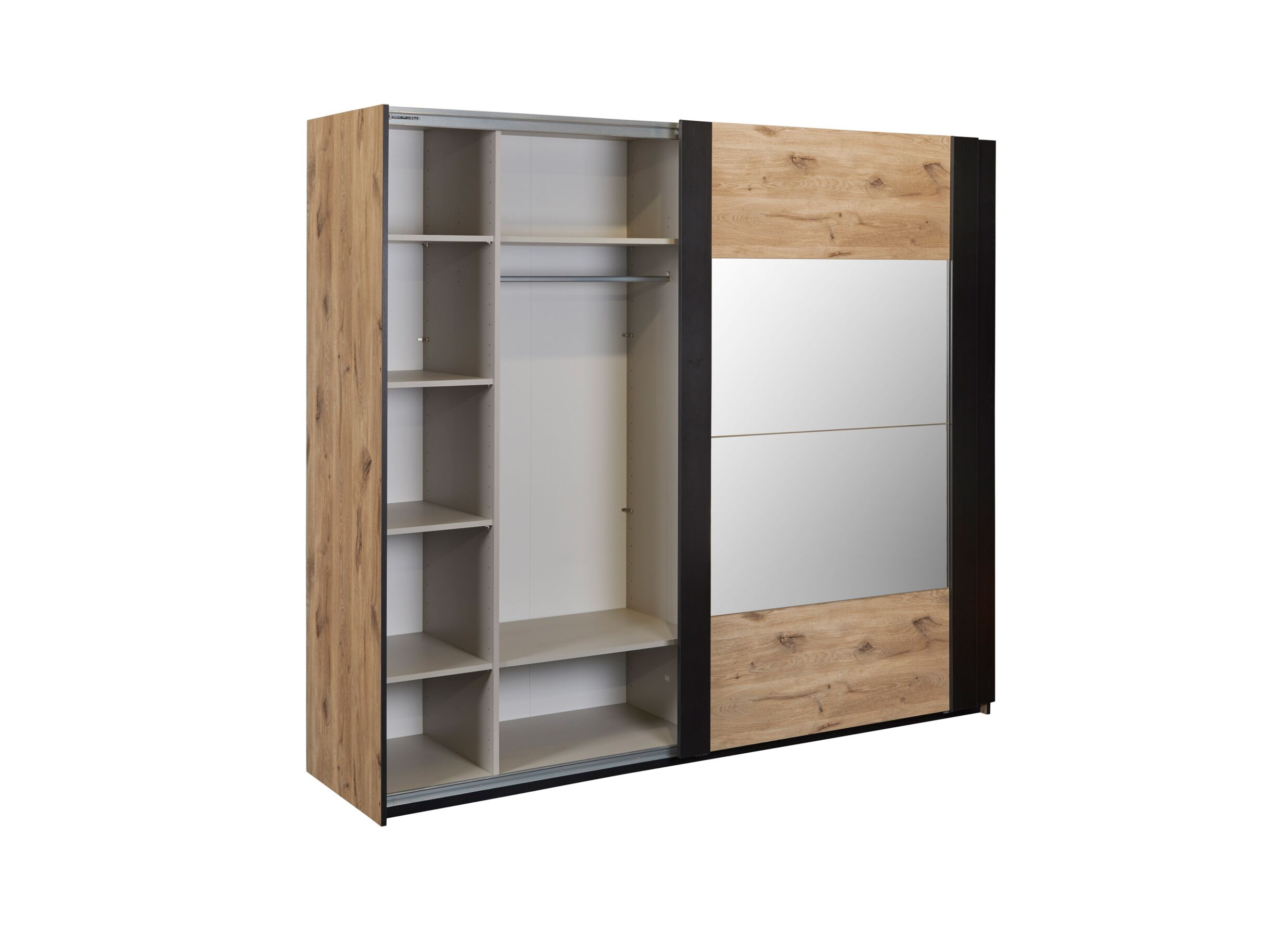 Armoire à portes coulissantes Sofia 246cm - décor - chêne canyon/noir