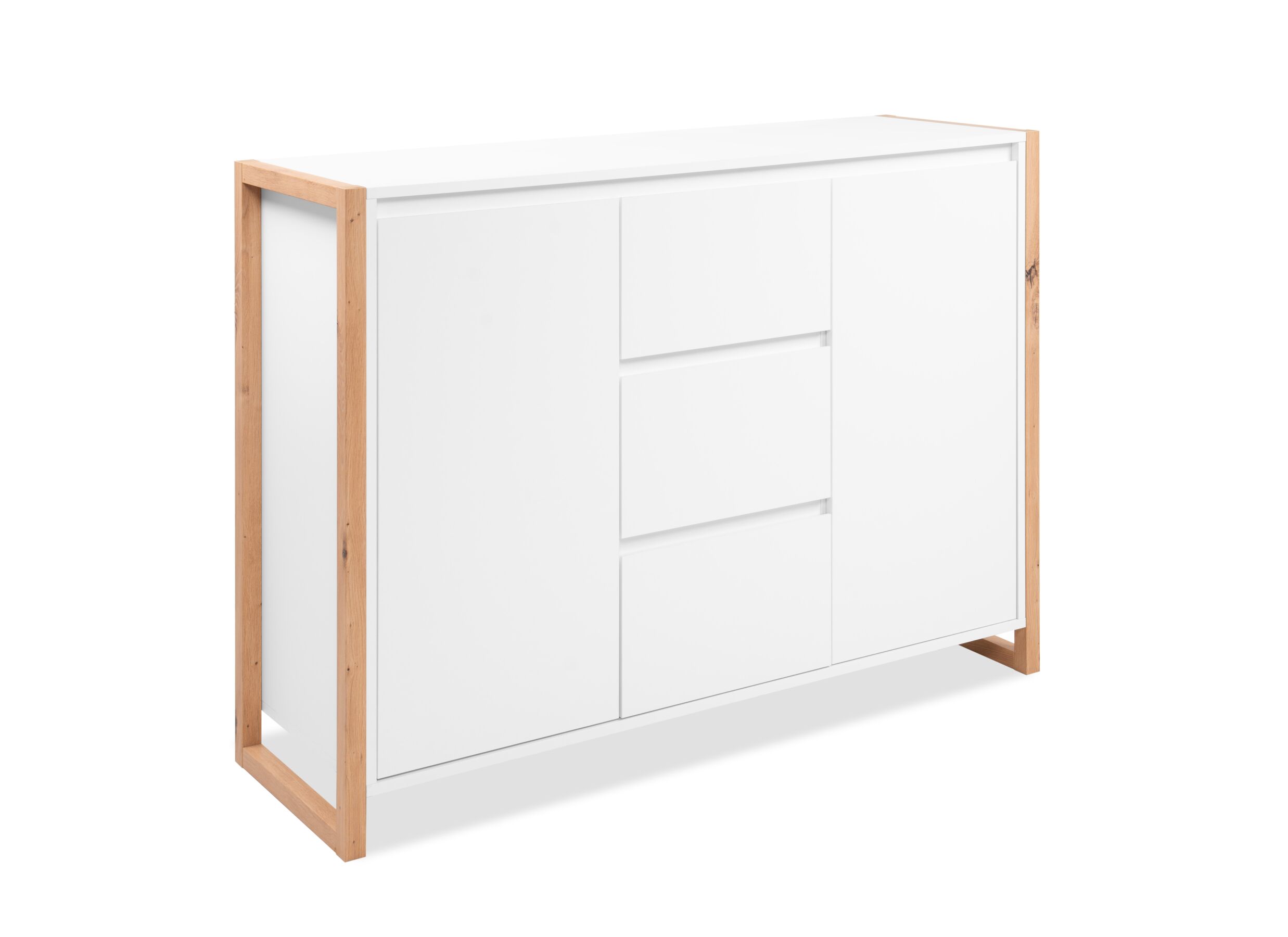 Hoofdfoto - Commode Denver 120x40x88cm - decor - wit & artisanale eik