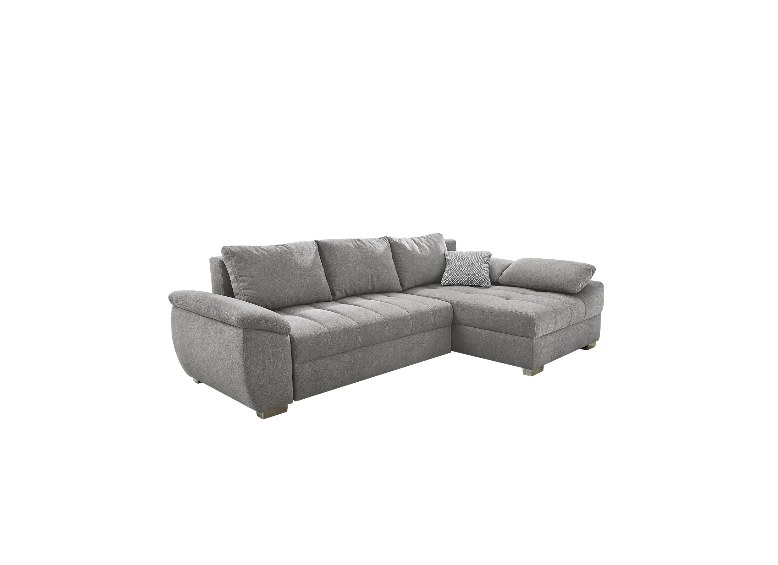 Canapé d'angle Alster tissu gris avec fonction lit - Canapé d'angle Alster 268x161cm - tissu - gris avec fonction lit