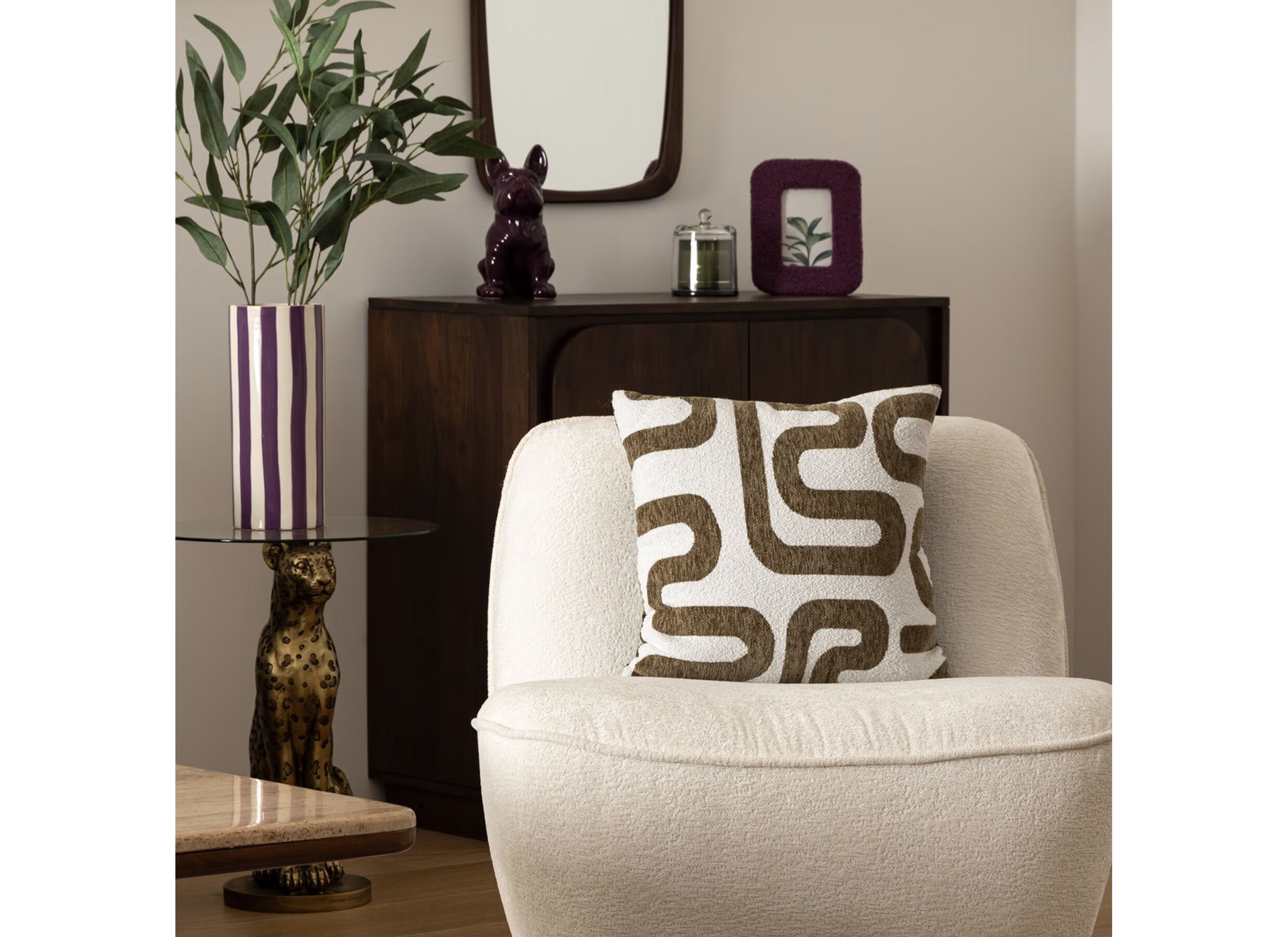Foto ambiance - Coussin Safina 40x40cm - tissu - kaki