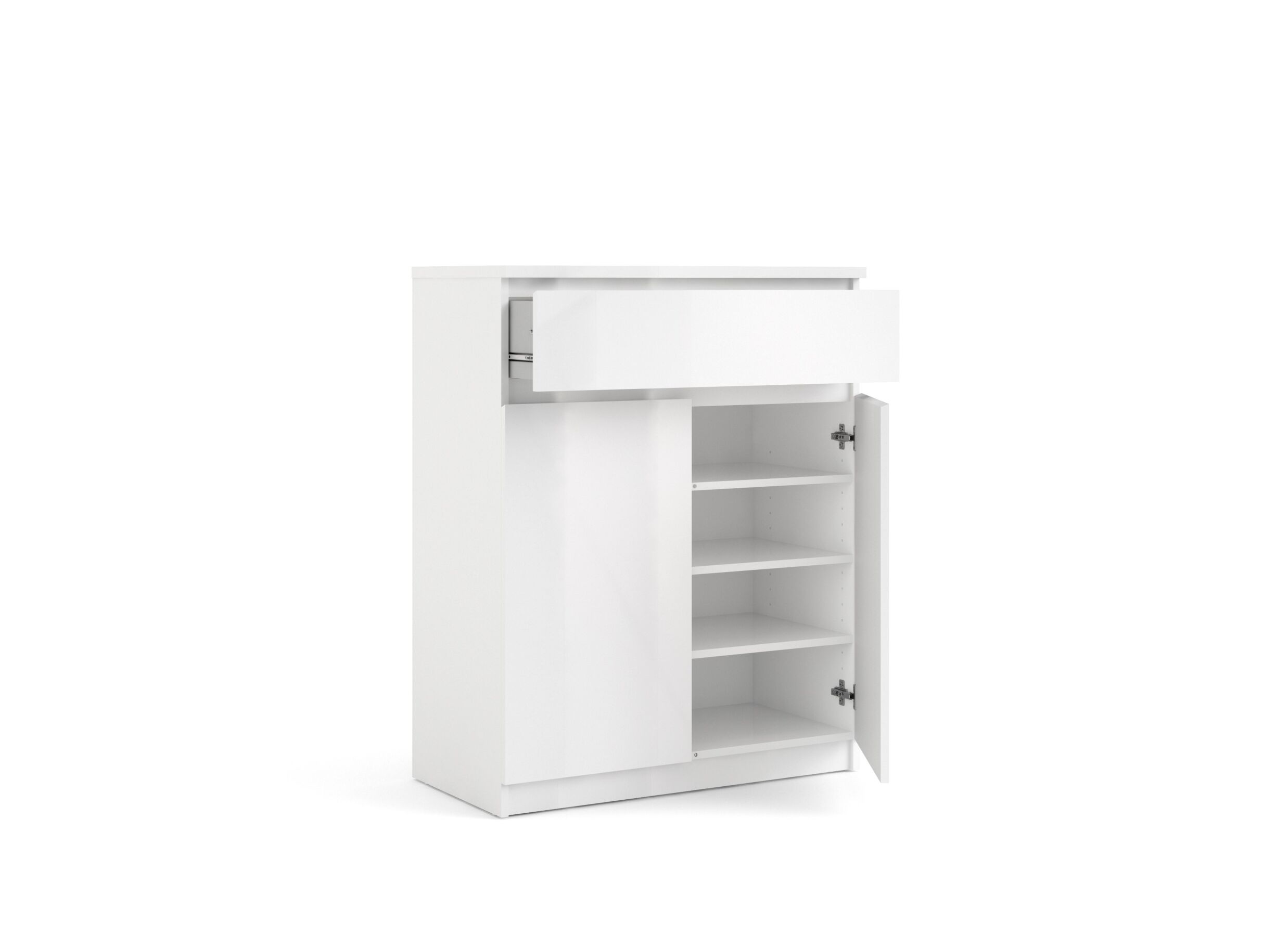 Commode Naia 80x40x101cm - mélamine - blanc laqué