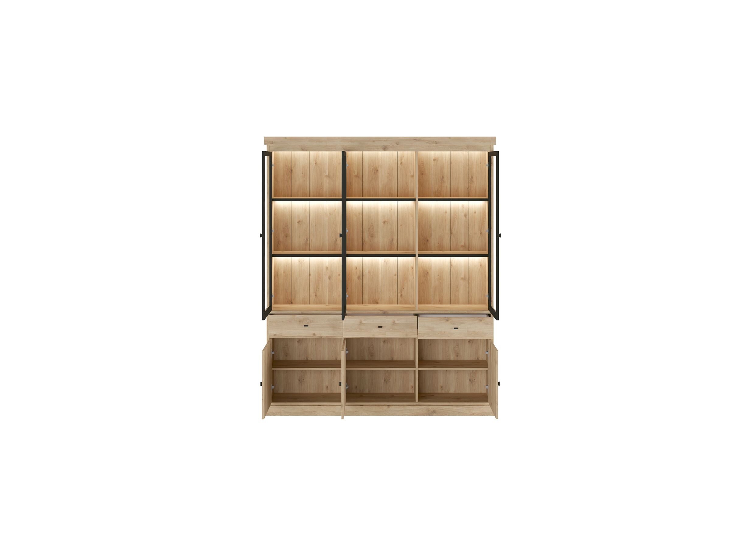 Vitrine Valencia 182cm - mélamine - chêne clair