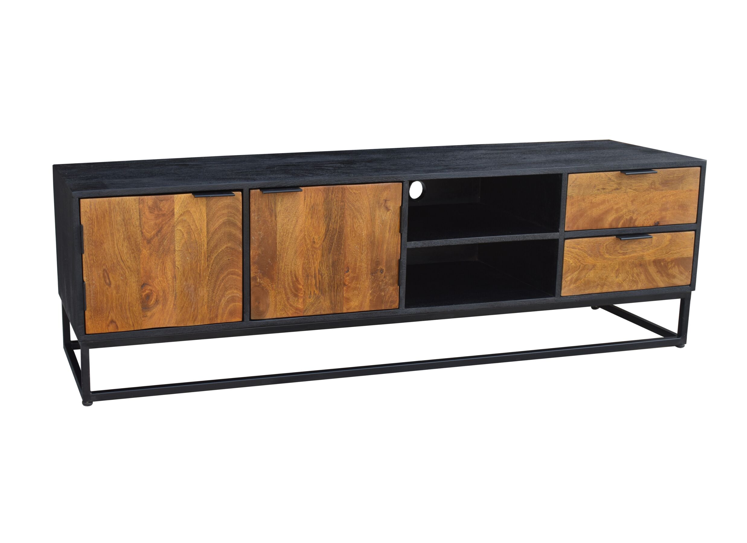 Aperçu - Meuble TV Pando 180cm - manguier massif - naturel & noir