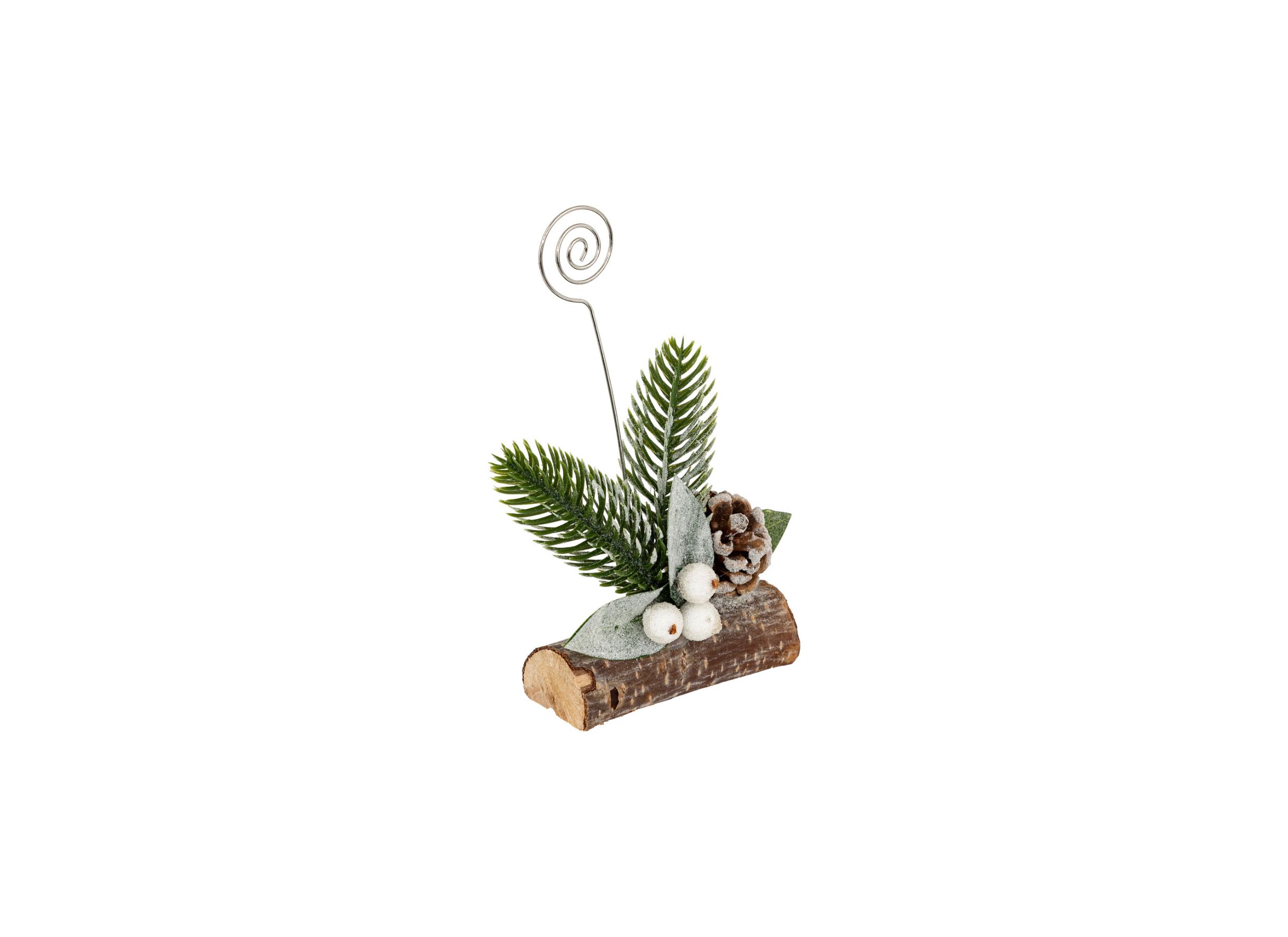 Kerstdecoratie Naamkaarthouder H15cm groen/bruin - Décoration de Noël Porte-cartes H15cm vert/brun