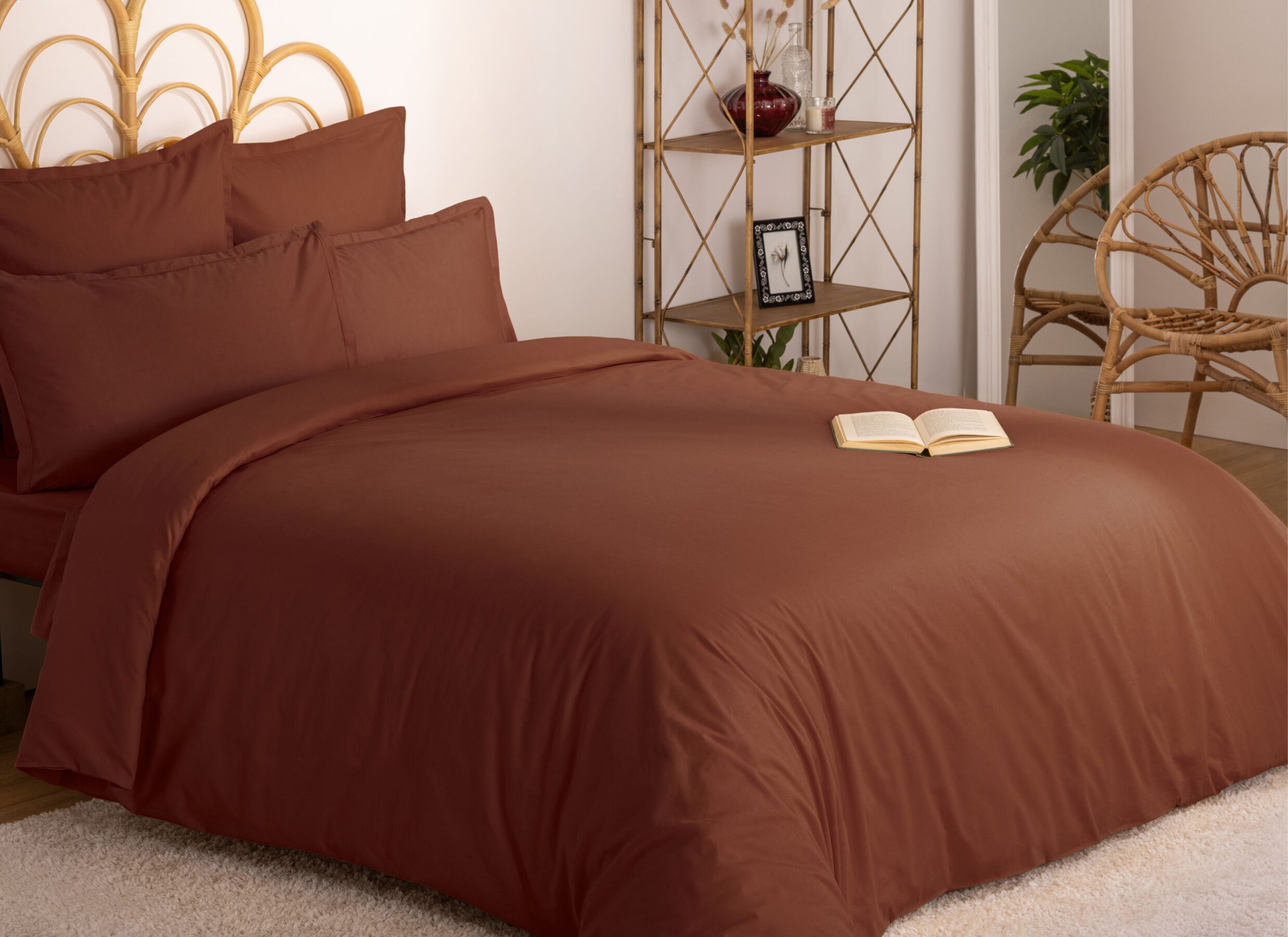 Sfeerfoto - Dekbedovertrek 240x220cm - katoen - terracotta excl. kussenslopen