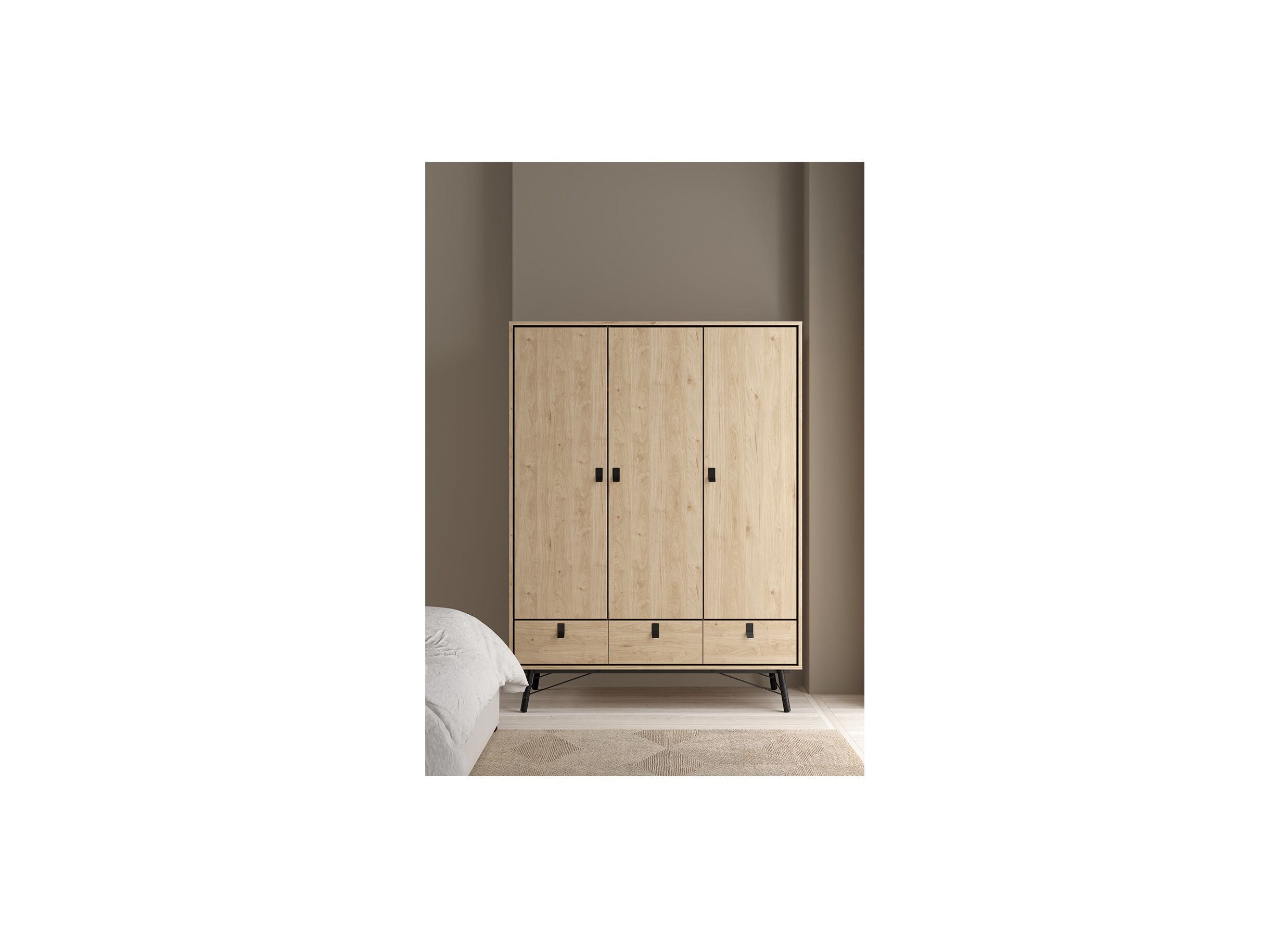 Garde-robe Ry 151cm - décor - marron/noir