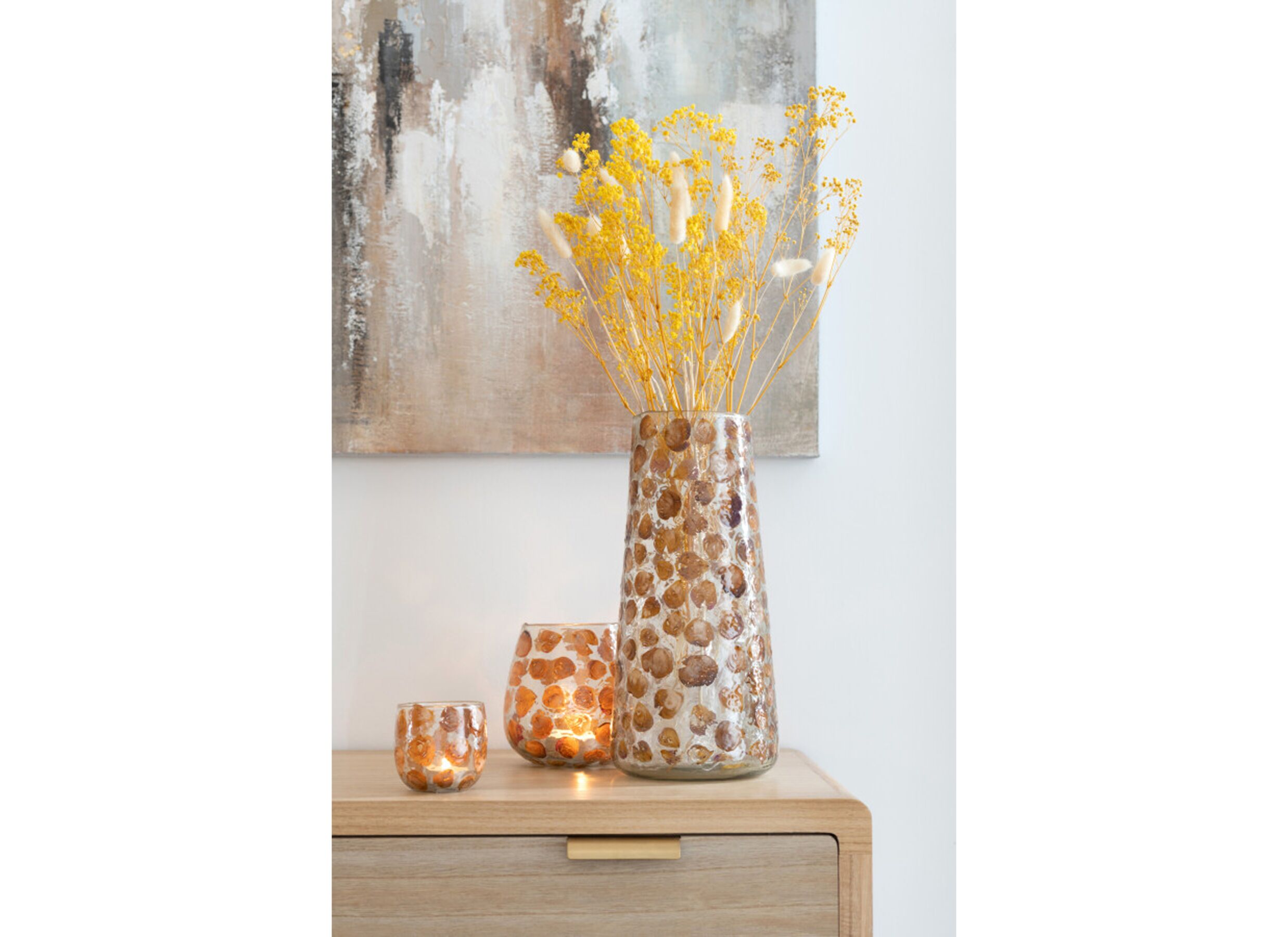 Foto ambiance - Fleurs séchées Plume H73cm - plastique - écru