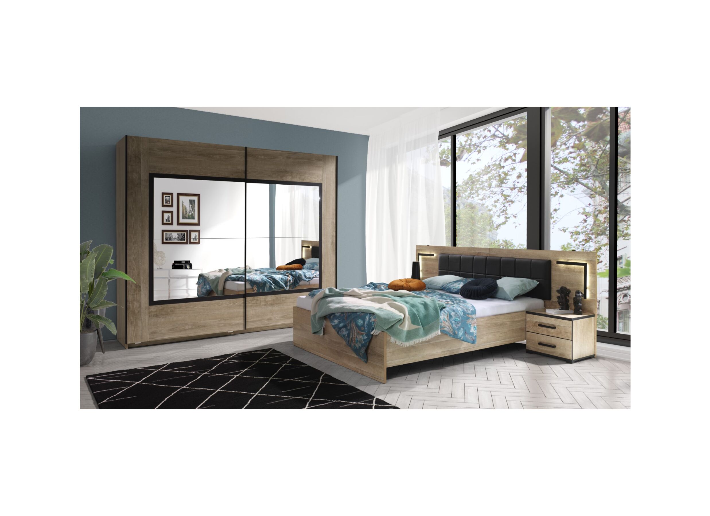 Armoire à portes coulissantes Veronique 244cm - décor - noir