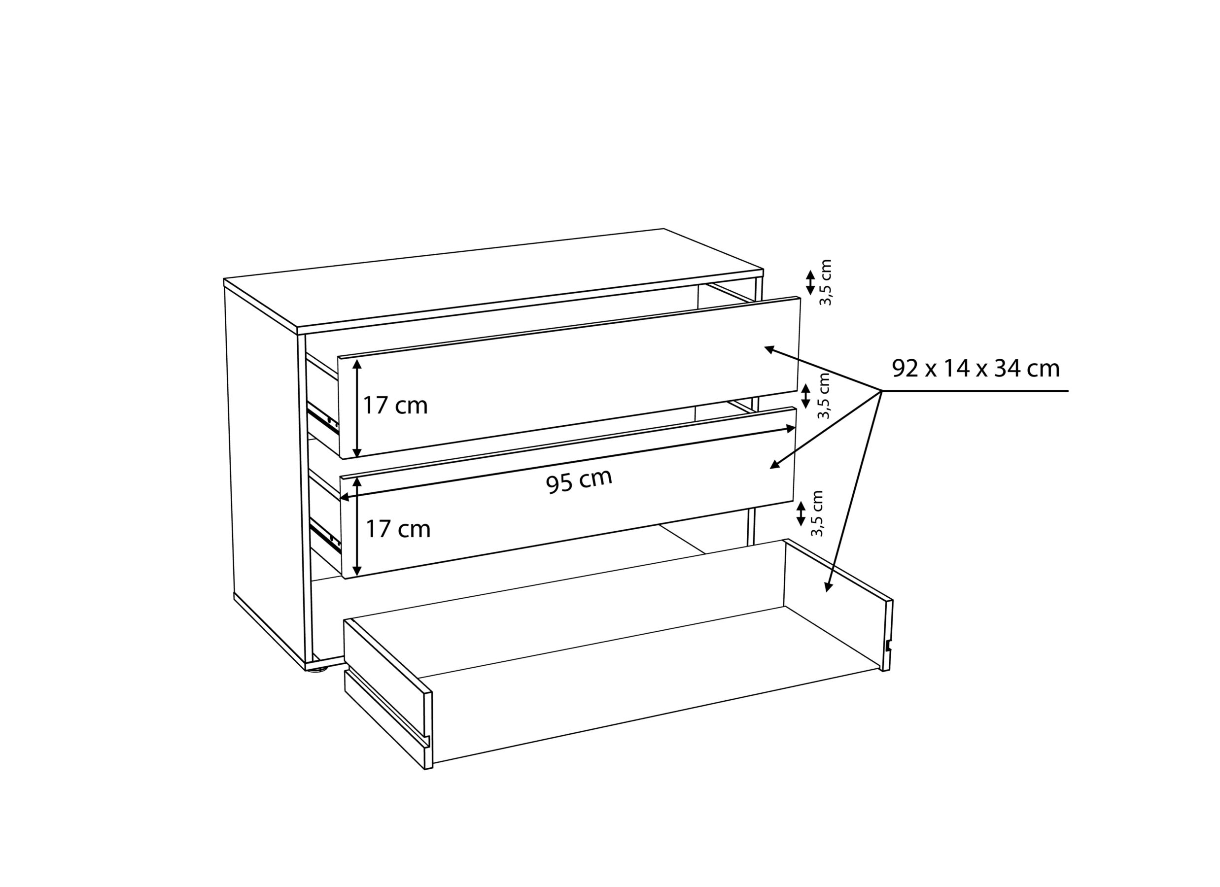 Dimensions - Commode Forte 98,7x40x71cm - décor - gris