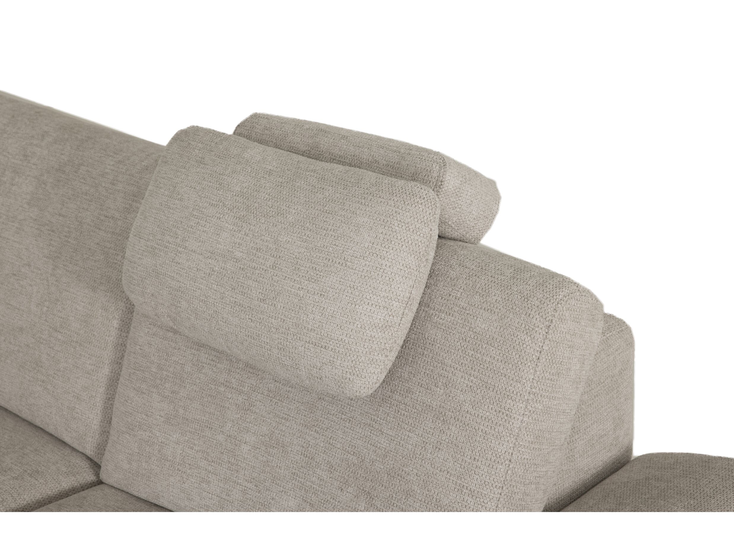 Detail - Canapé d'angle Poppy 181x317x249cm - tissu - beige avec fonction relax et lit