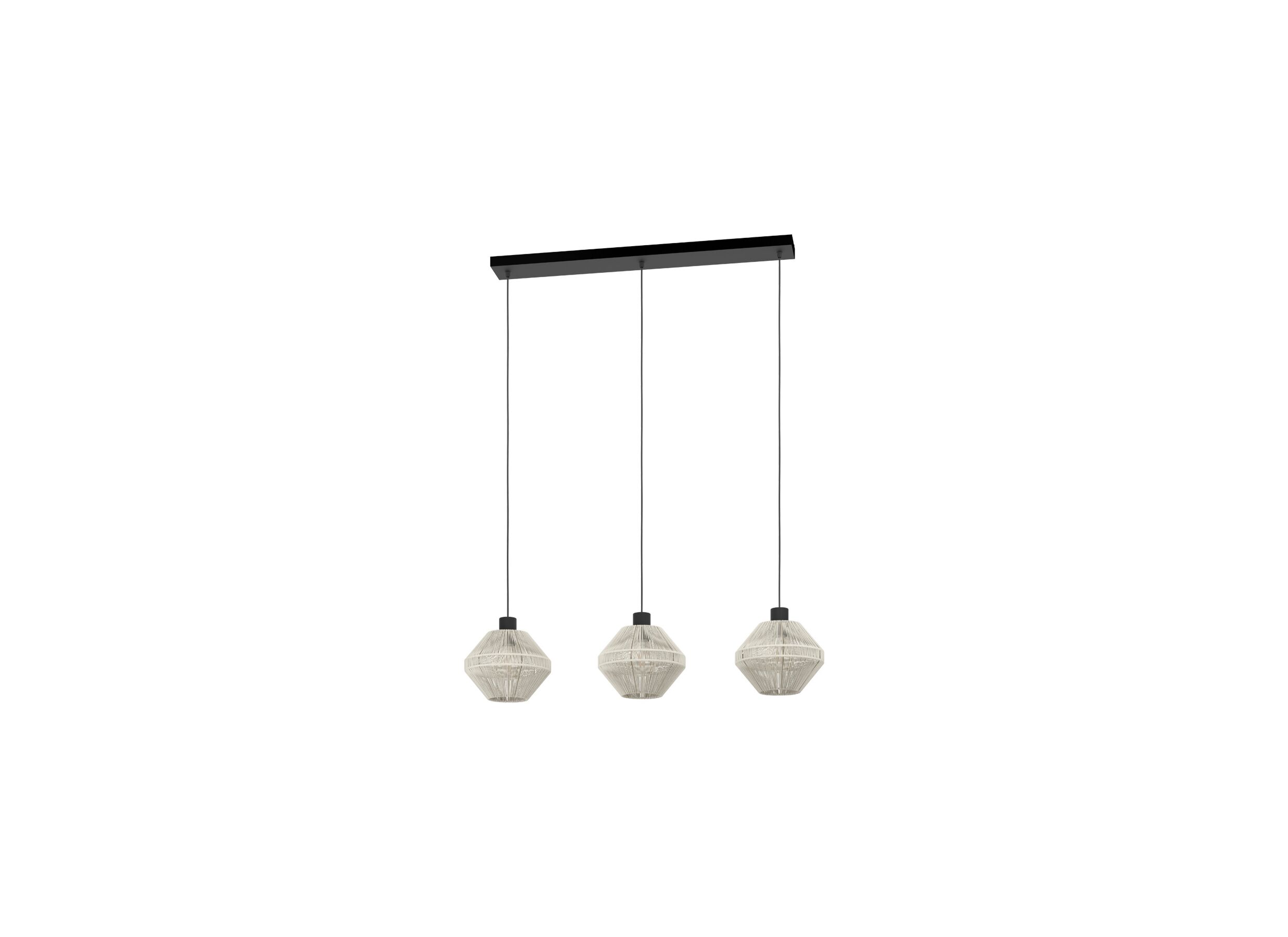 Hanglamp Midsumer 92x22cm 40W E27 staal stof crème - Hanglamp Midsumer 92x22cm 40W E27 staal stof crème
