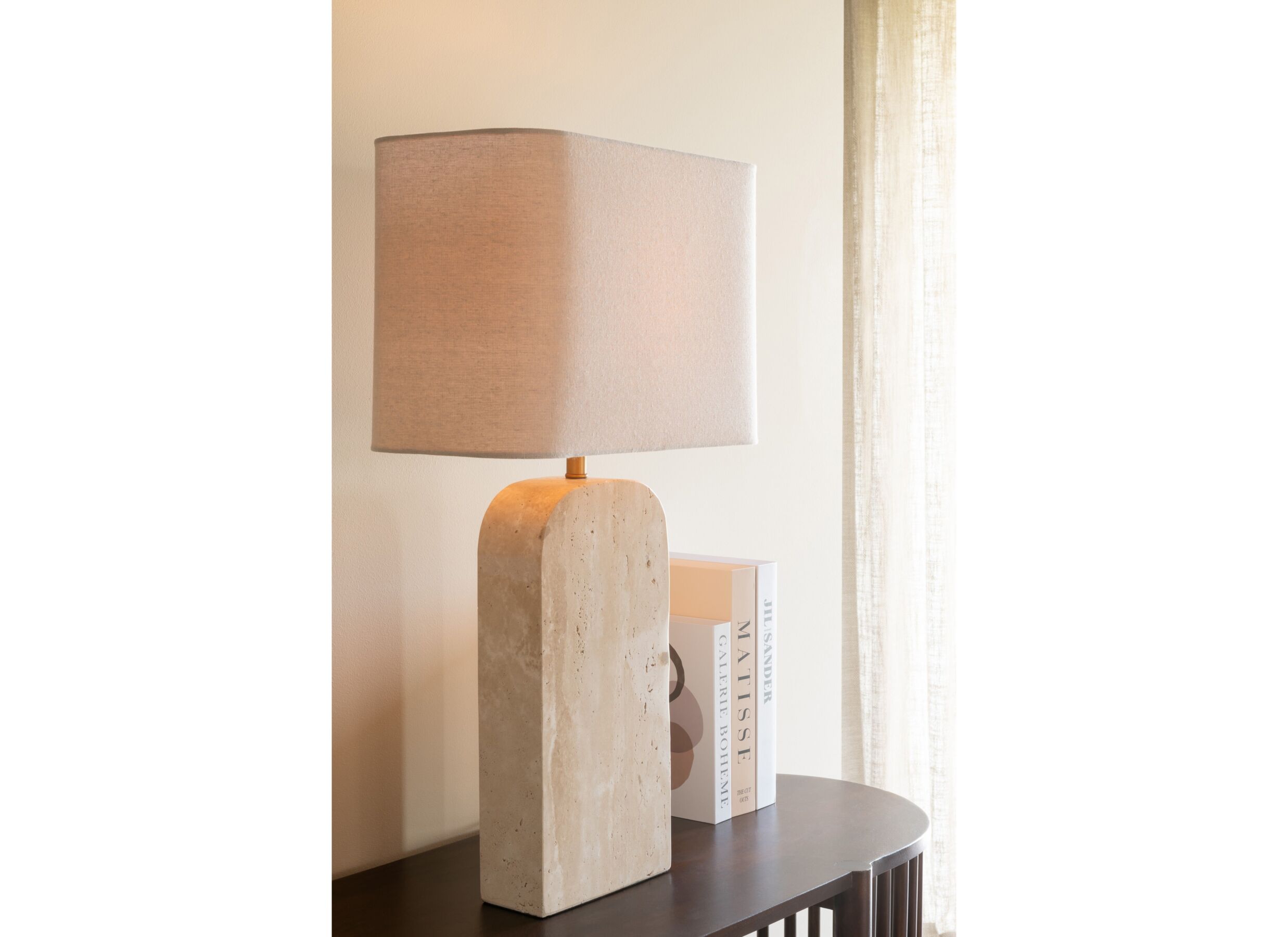 Foto ambiance - Lampe de table E27 H71cm - travertin - beige