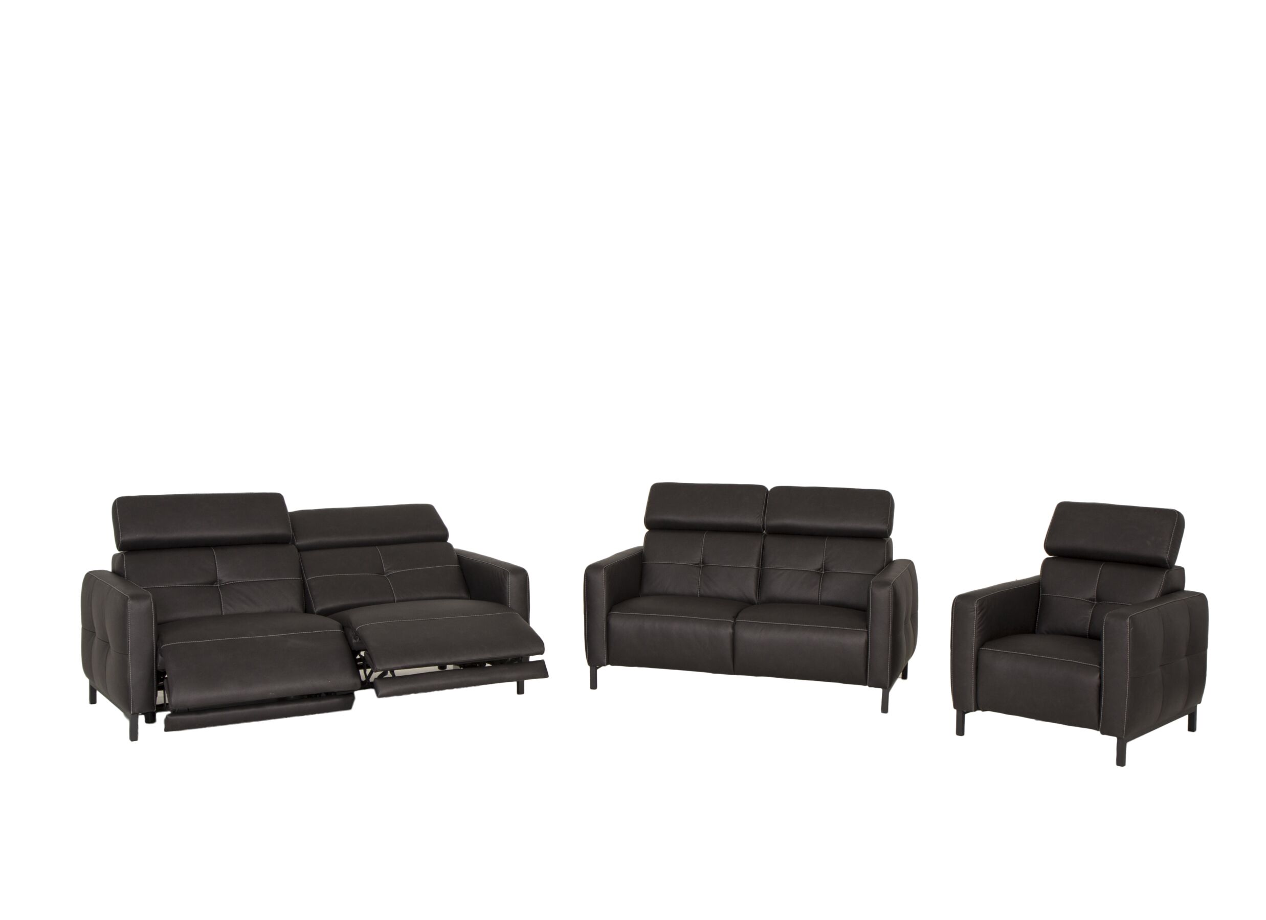 Aperçu - Canapé Dervaux 3+2+1 places - tissu - anthracite avec relax