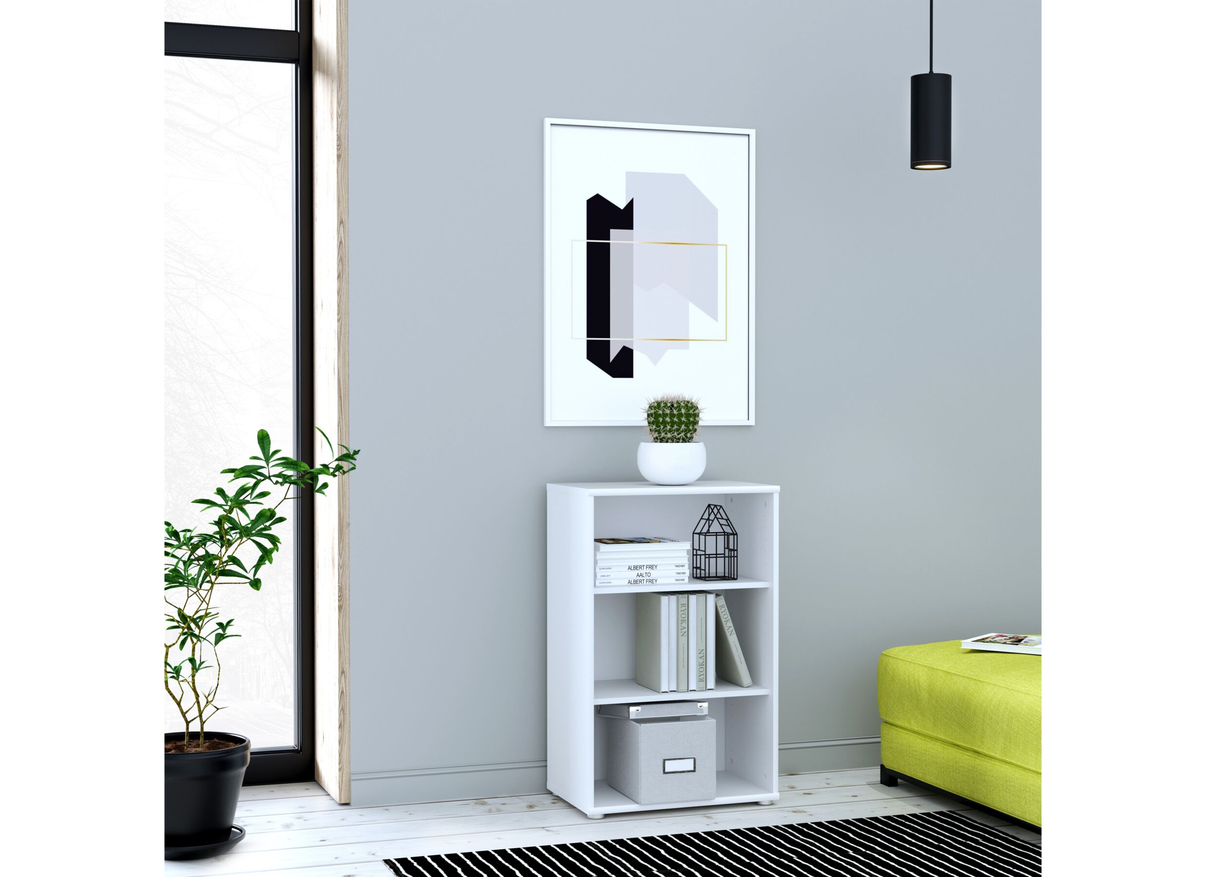 Foto ambiance - Bibliothèque Topic 54x35x86cm - décor - blanc