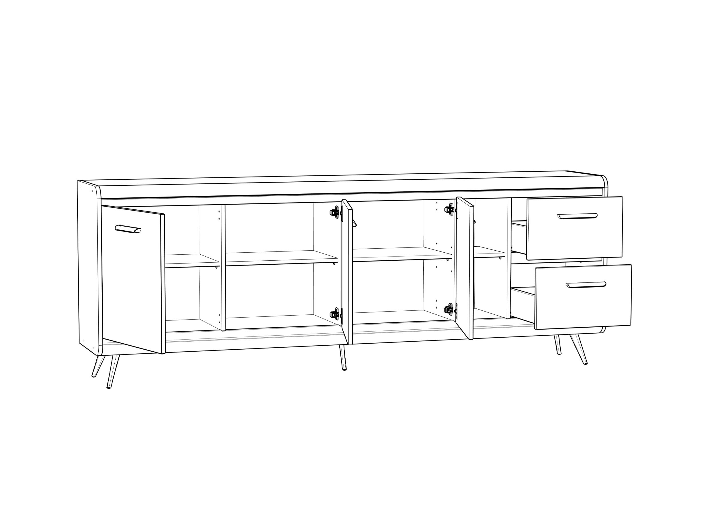 Disposition - Buffet Piazza 236cm - décor - brushed sand oak nature