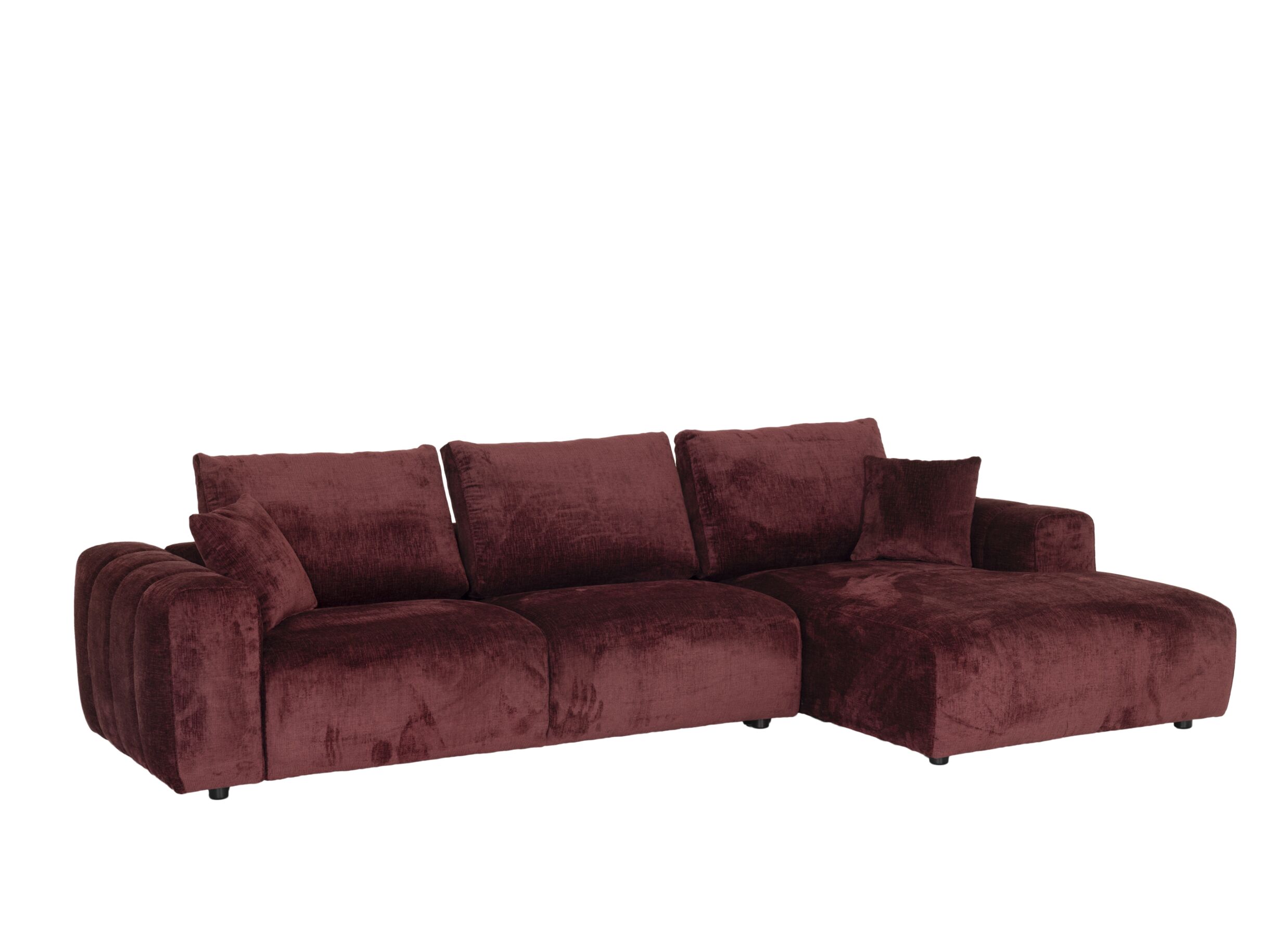 Plus Important - Canapé d'angle Musigny 315x165cm - chenille - bordeaux