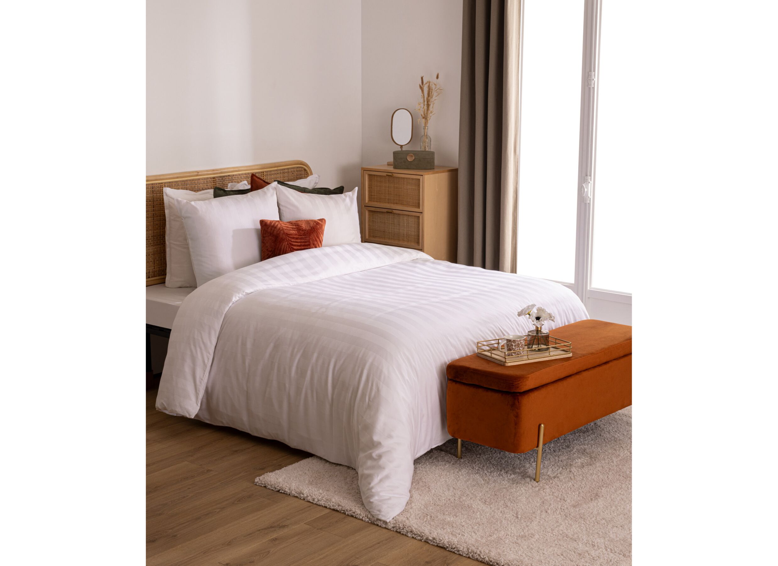 Sfeerfoto - Dekbedovertrek 260x240cm - katoen - satijn wit