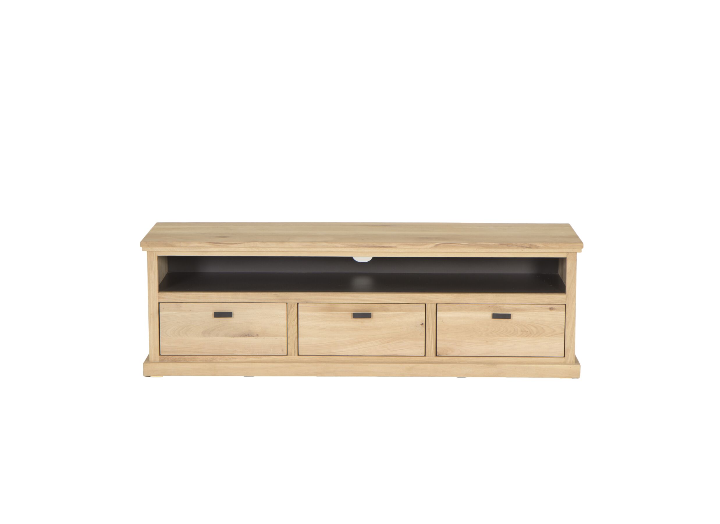 Meuble TV Grimaldi 160cm - chêne massif & décor - naturel
