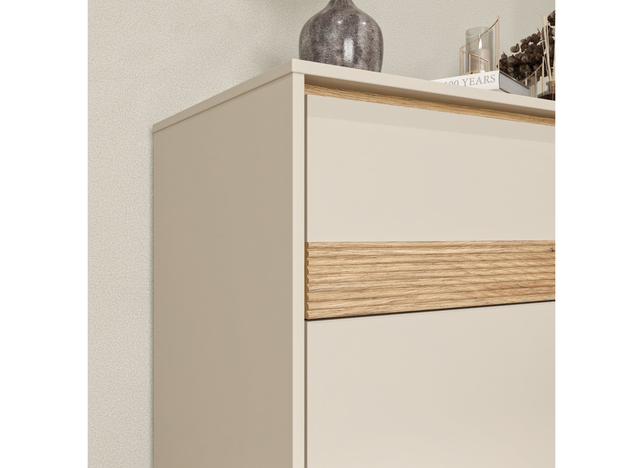 Detail - Commode Wexlin 96x50x84cm - décor - sand & mauvella oak