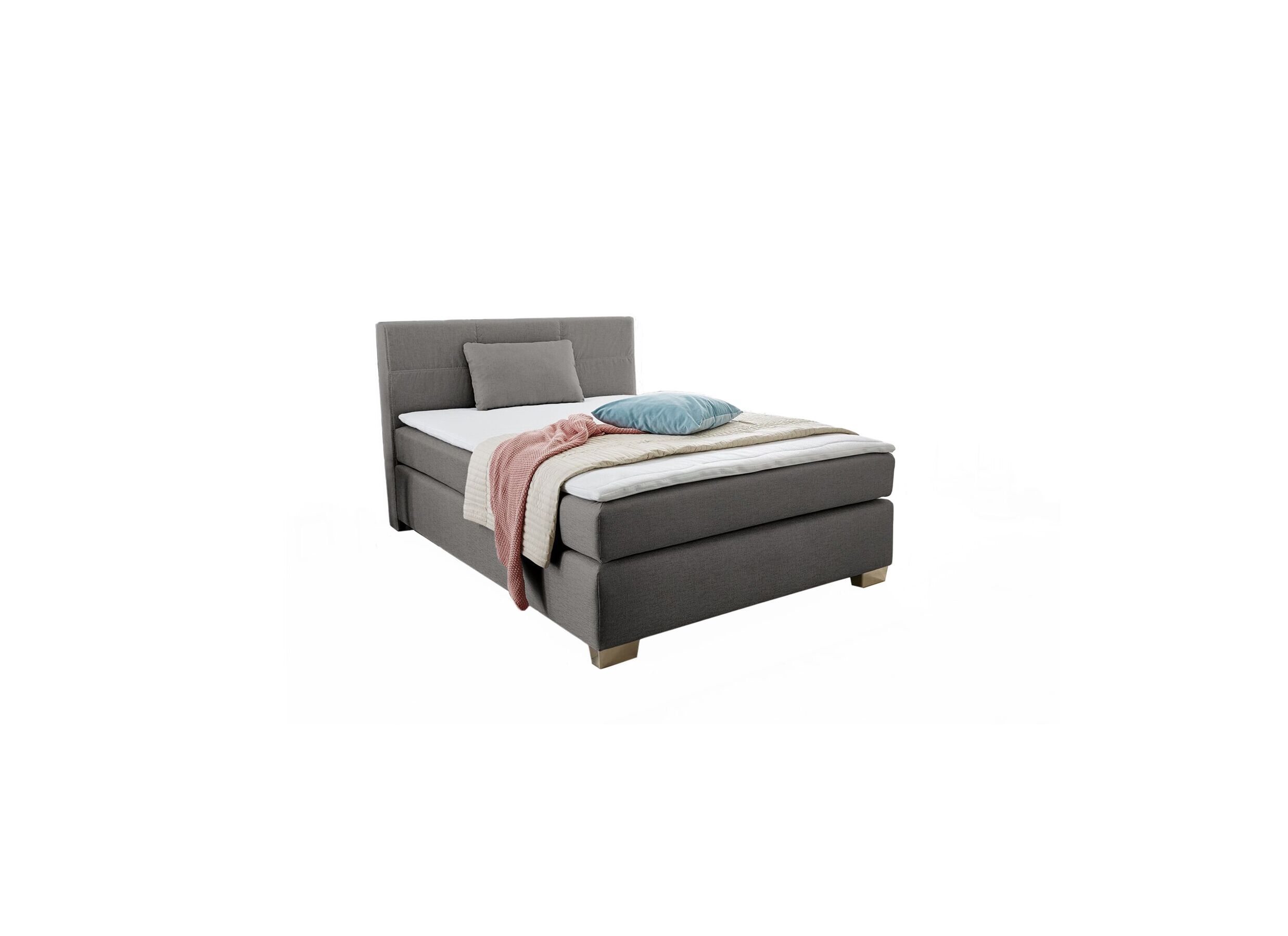 Boxspring Emilia 140x200cm tissu gris - Boxspring Emilia 140x200cm - tissu - gris