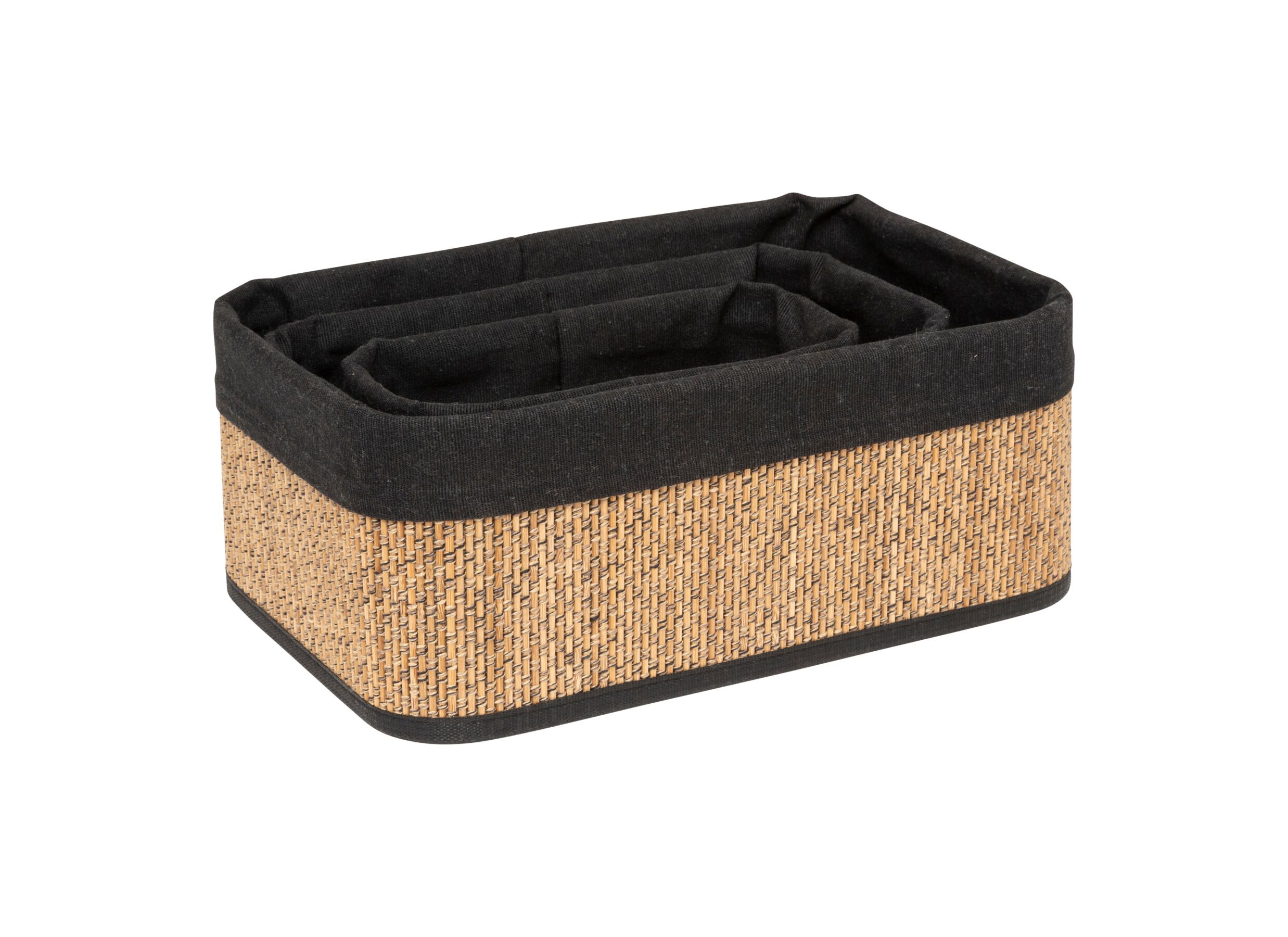 Aperçu - Panier bambou/tissu lot de 3